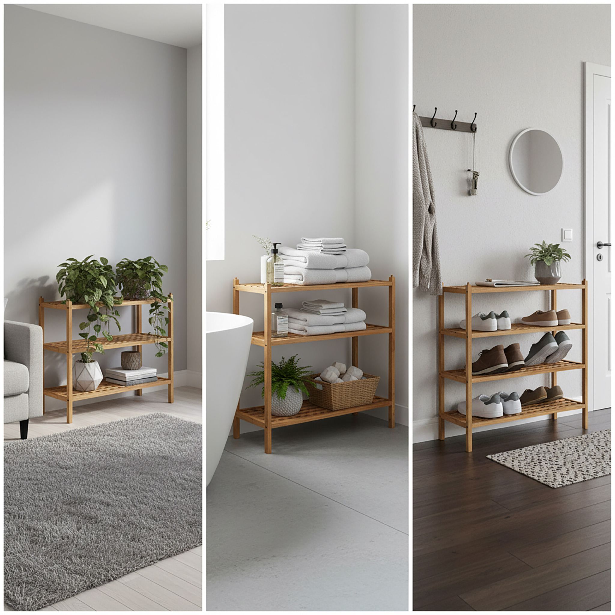 Schuhregal Walnuss mit 3 Ebenen Hellbraun von Relaxdays