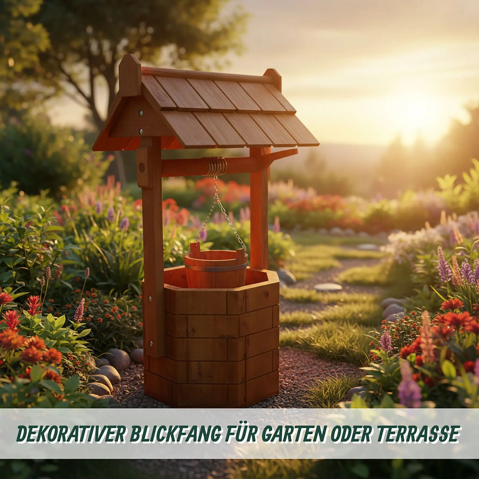 Zierbrunnen Tannenholz Orange von Relaxdays