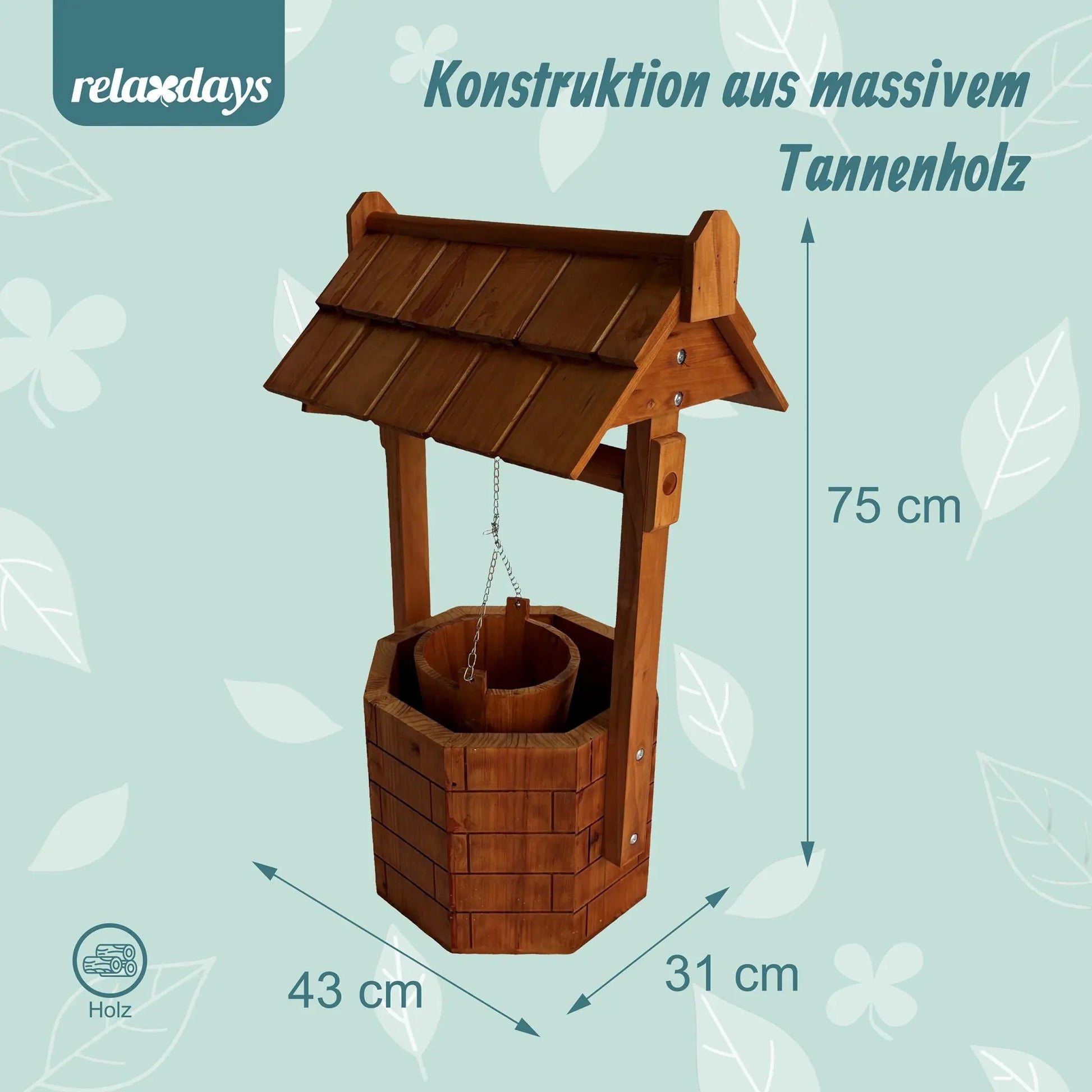 Zierbrunnen Tannenholz Orange von Relaxdays