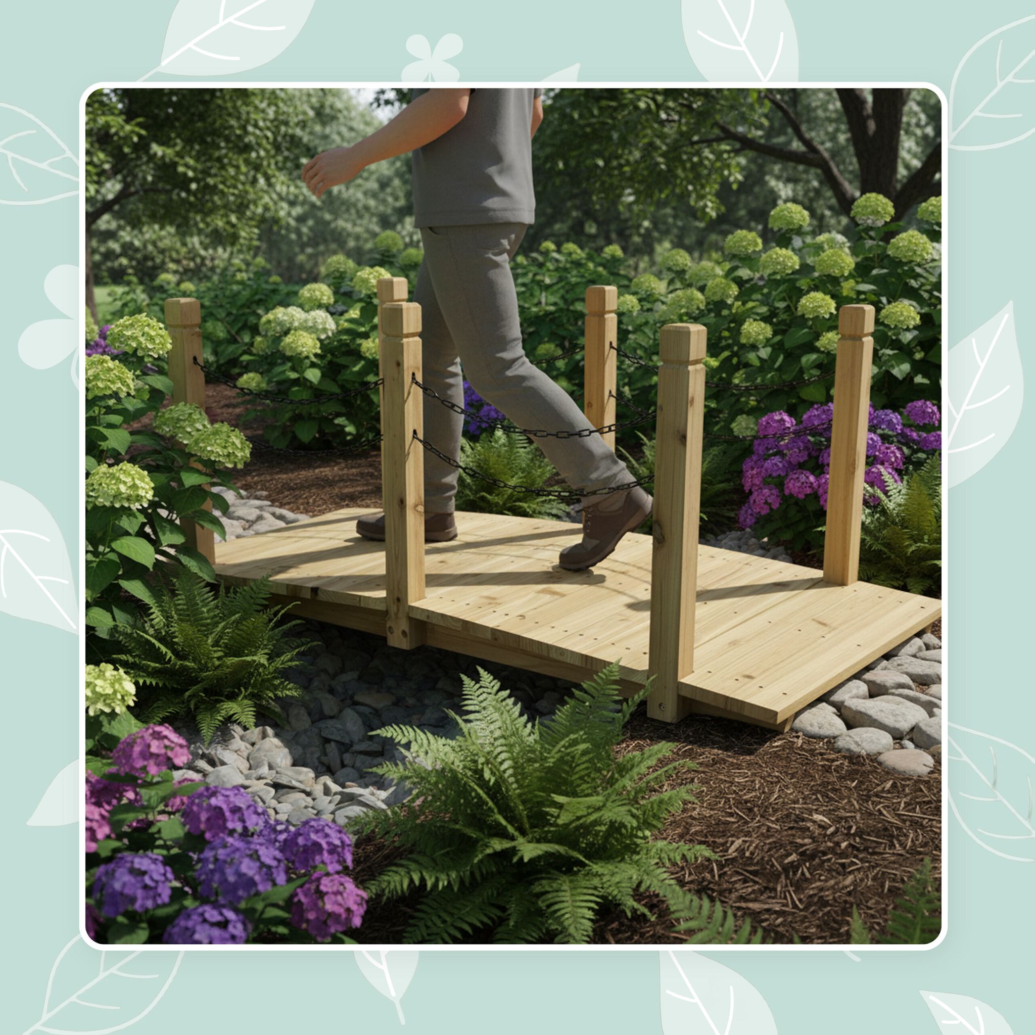 Garten Brücke mit Ketten Hellbraun-Schwarz von Relaxdays