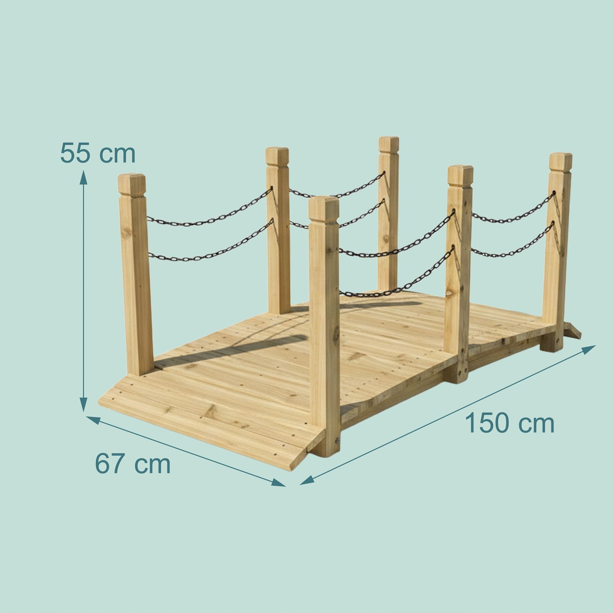 Garten Brücke mit Ketten Hellbraun-Schwarz von Relaxdays