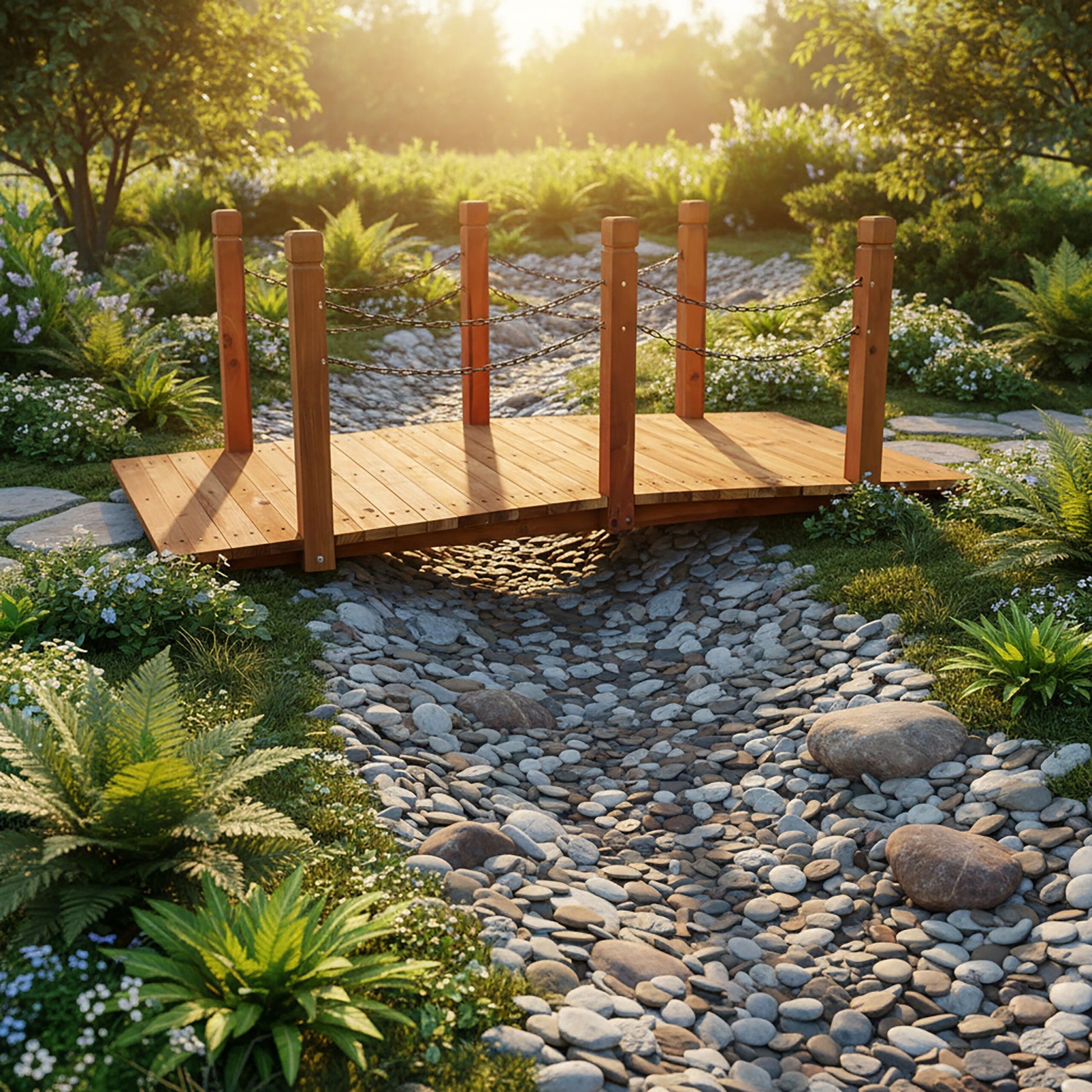 Garten Brücke mit Ketten Orange-Schwarz von Relaxdays