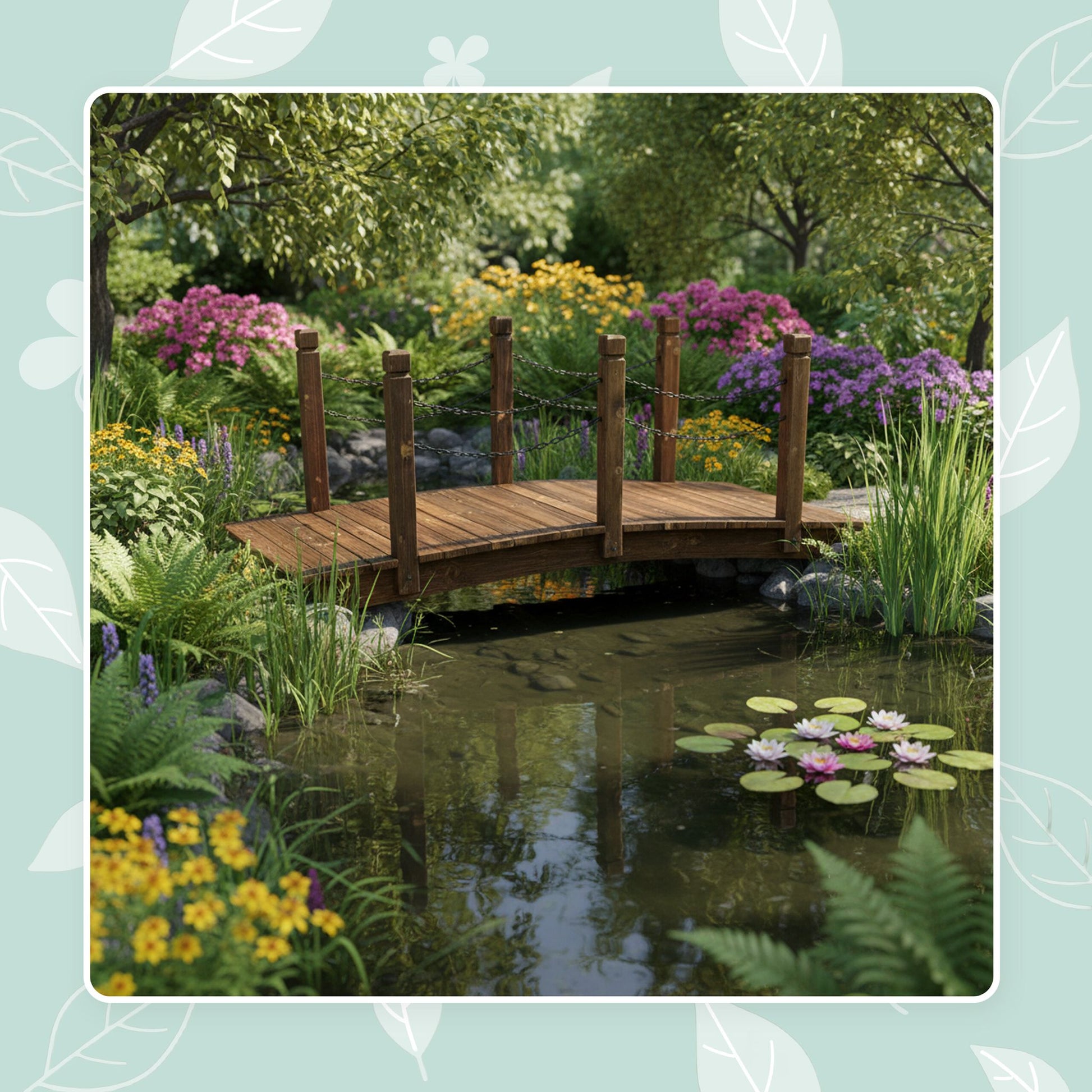 Garten Brücke mit Ketten Braun-Schwarz von Relaxdays