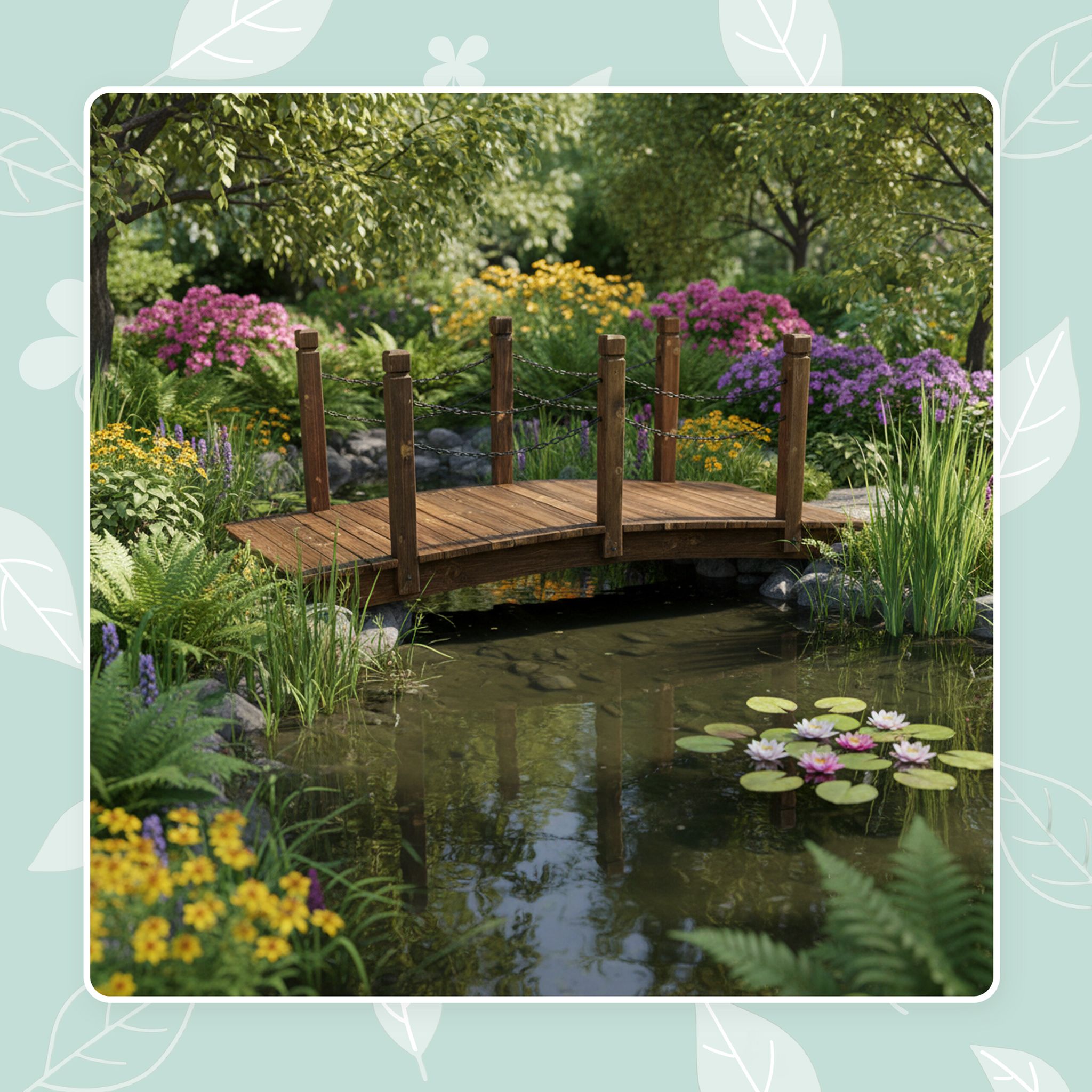 Garten Brücke mit Ketten Braun-Schwarz von Relaxdays
