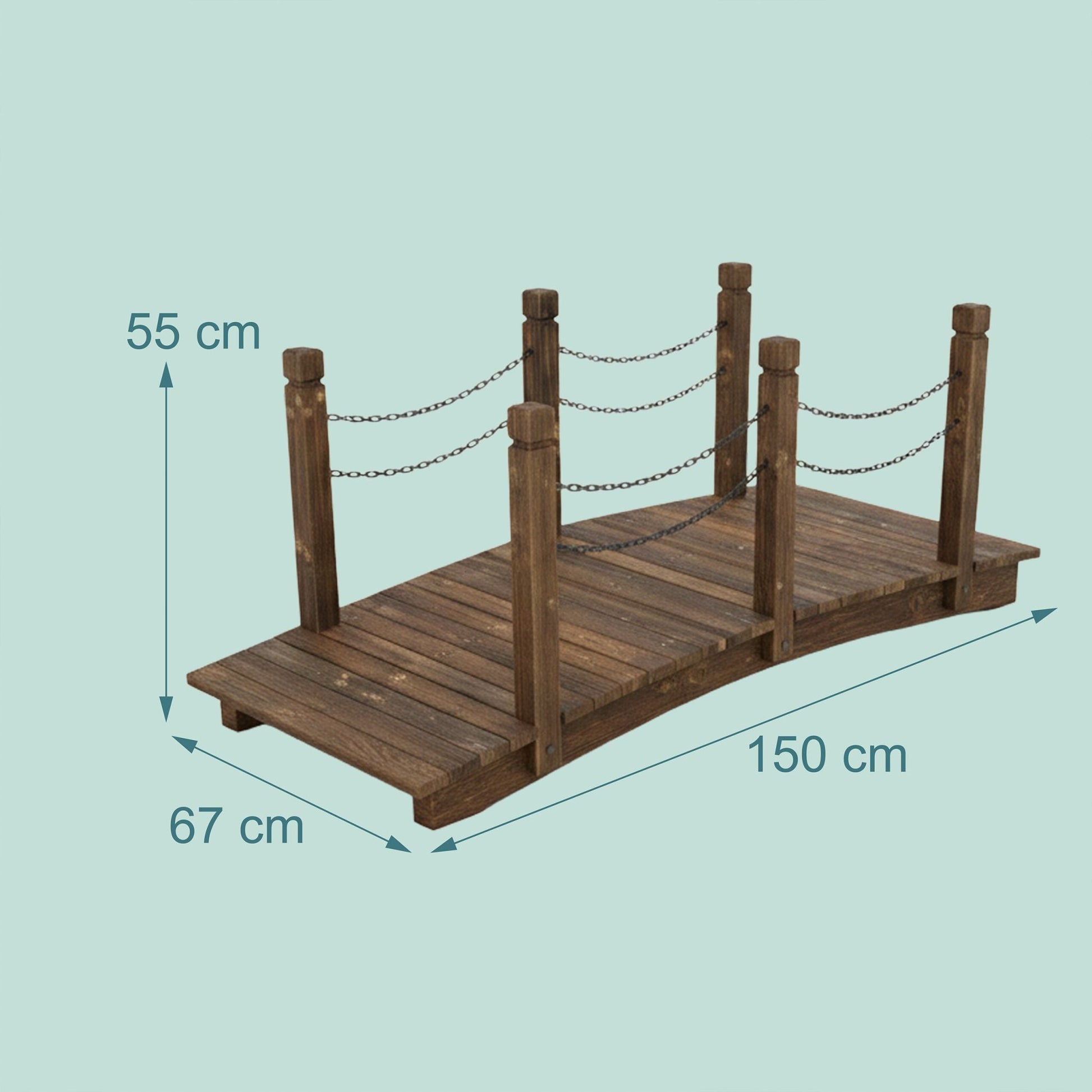 Garten Brücke mit Ketten Braun-Schwarz von Relaxdays