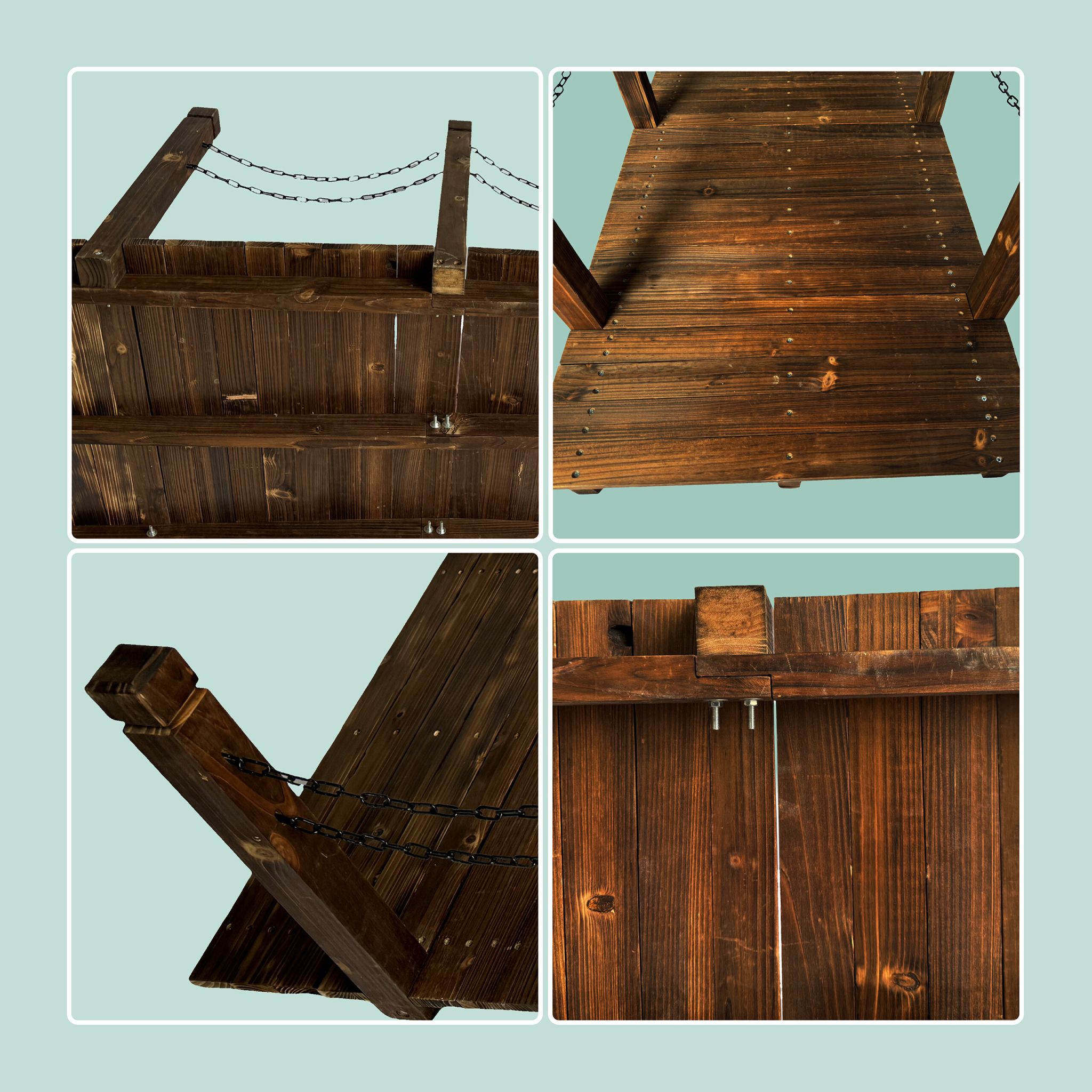 Garten Brücke mit Ketten Braun-Schwarz von Relaxdays