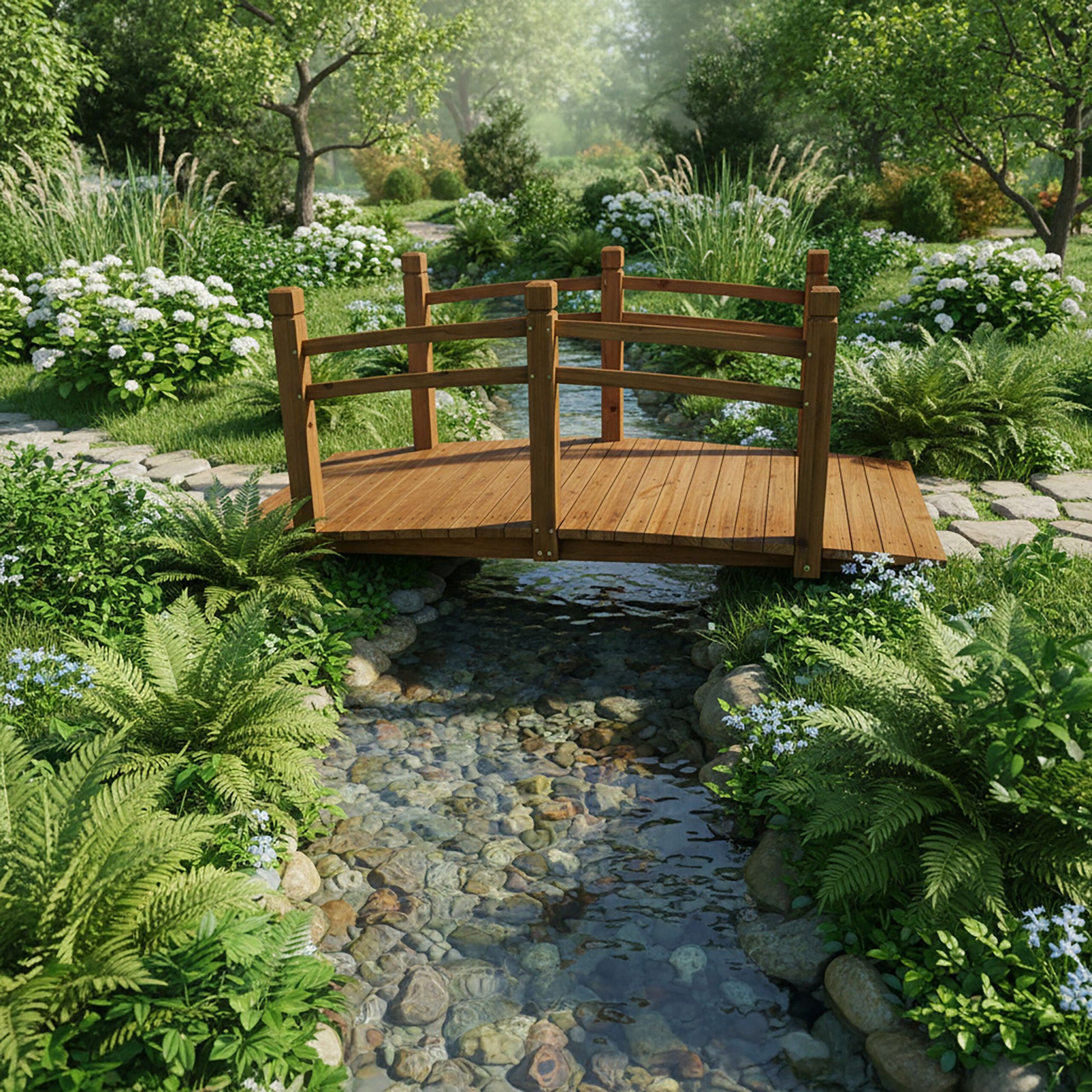 Garten Brücke Tannenholz Hellbraun von Relaxdays