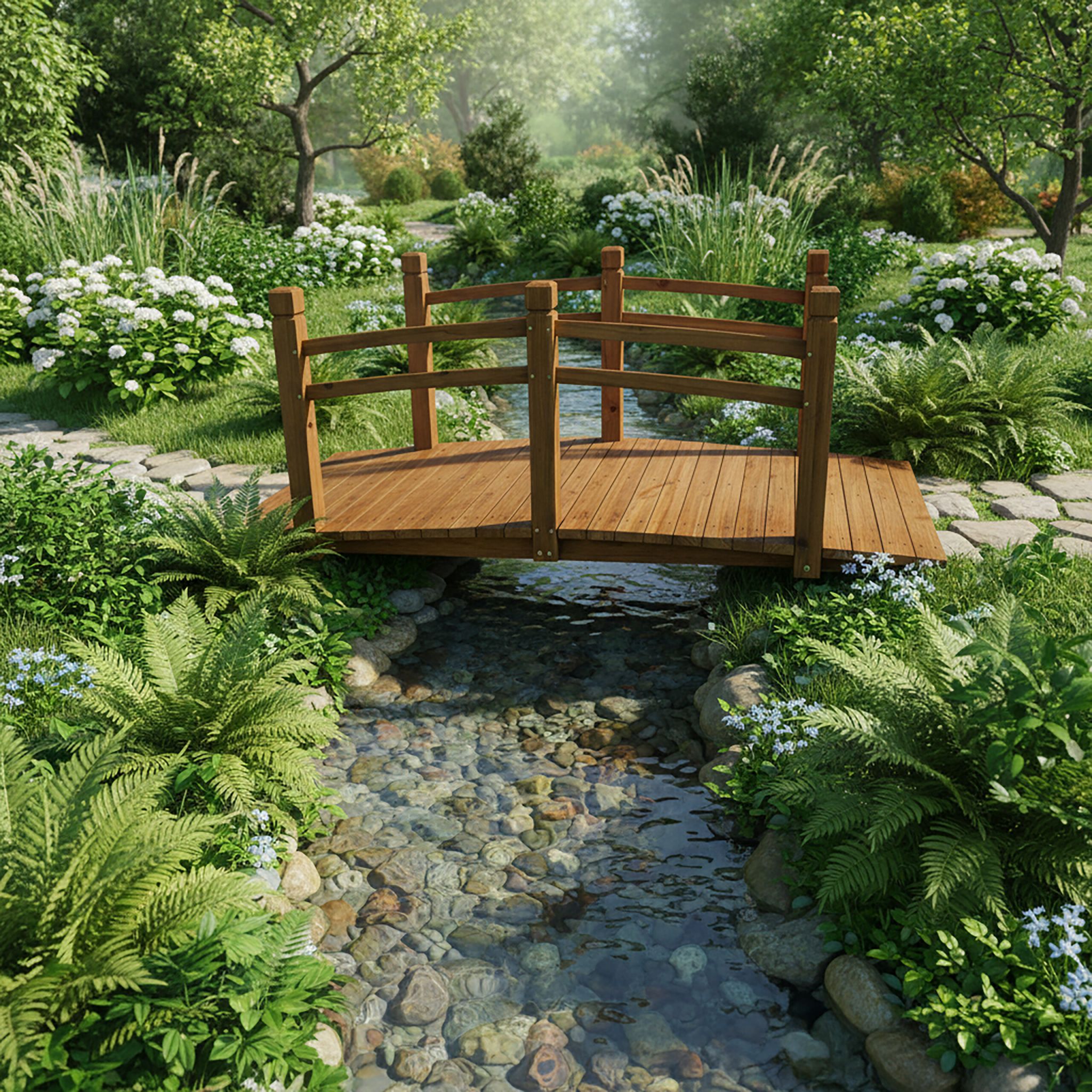 Garten Brücke Tannenholz Hellbraun von Relaxdays