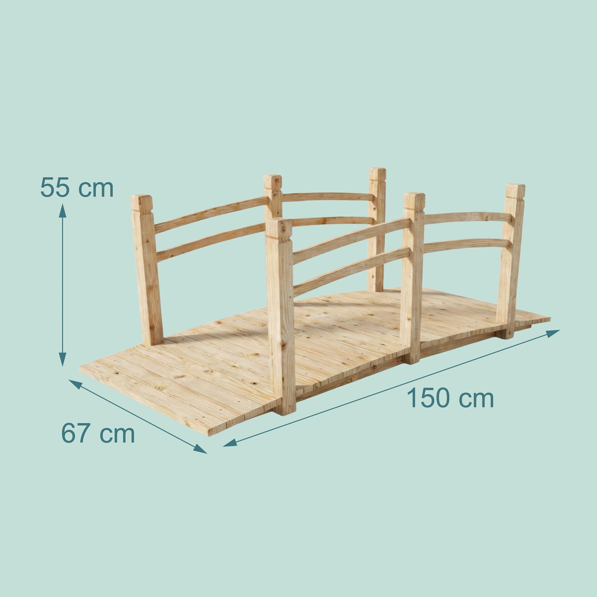 Garten Brücke Tannenholz Hellbraun von Relaxdays