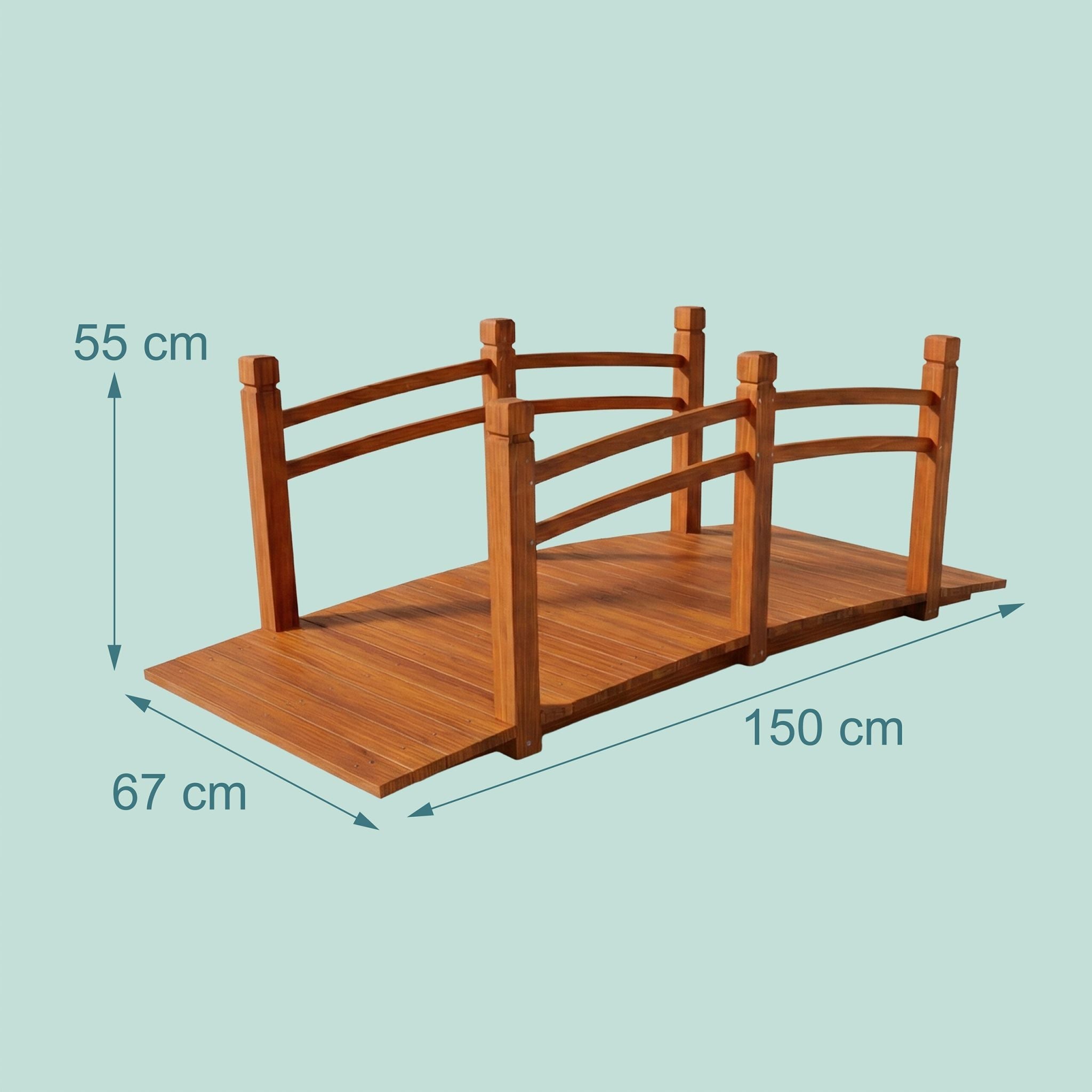 Garten Brücke Tannenholz Orange von Relaxdays
