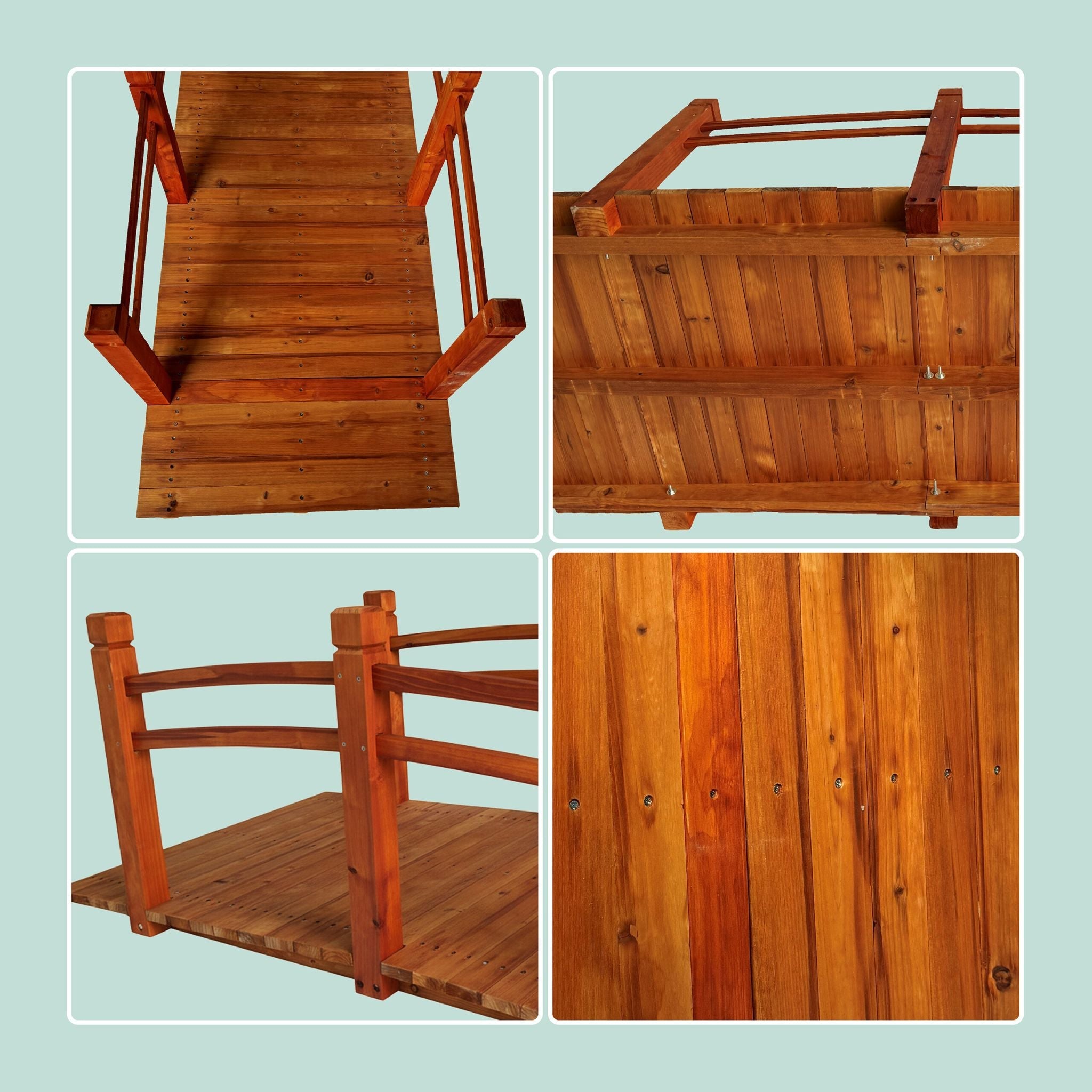 Garten Brücke Tannenholz Orange von Relaxdays