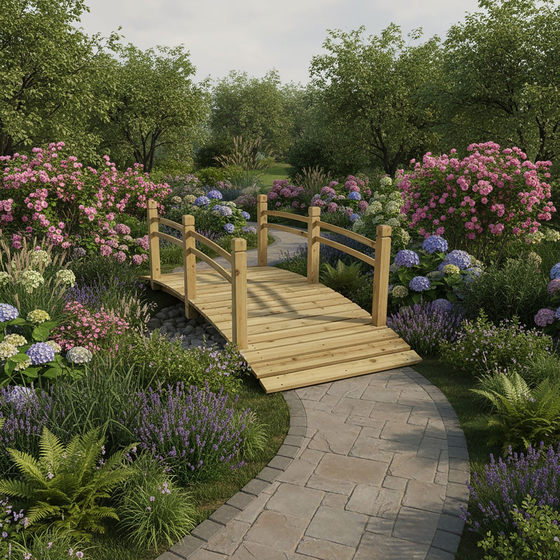 Garten Brücke Tannenholz Hellbraun von Relaxdays