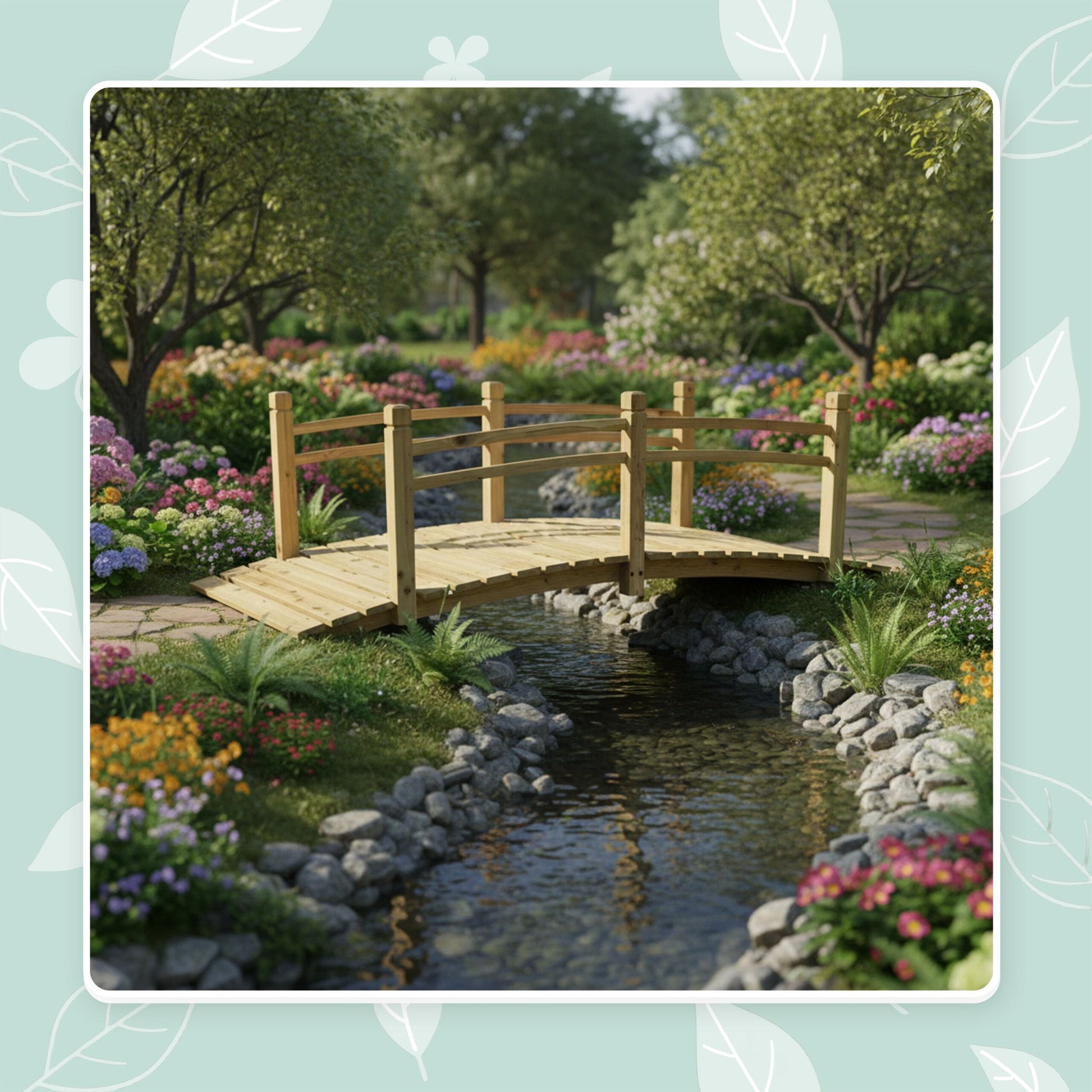 Garten Brücke Tannenholz Hellbraun von Relaxdays