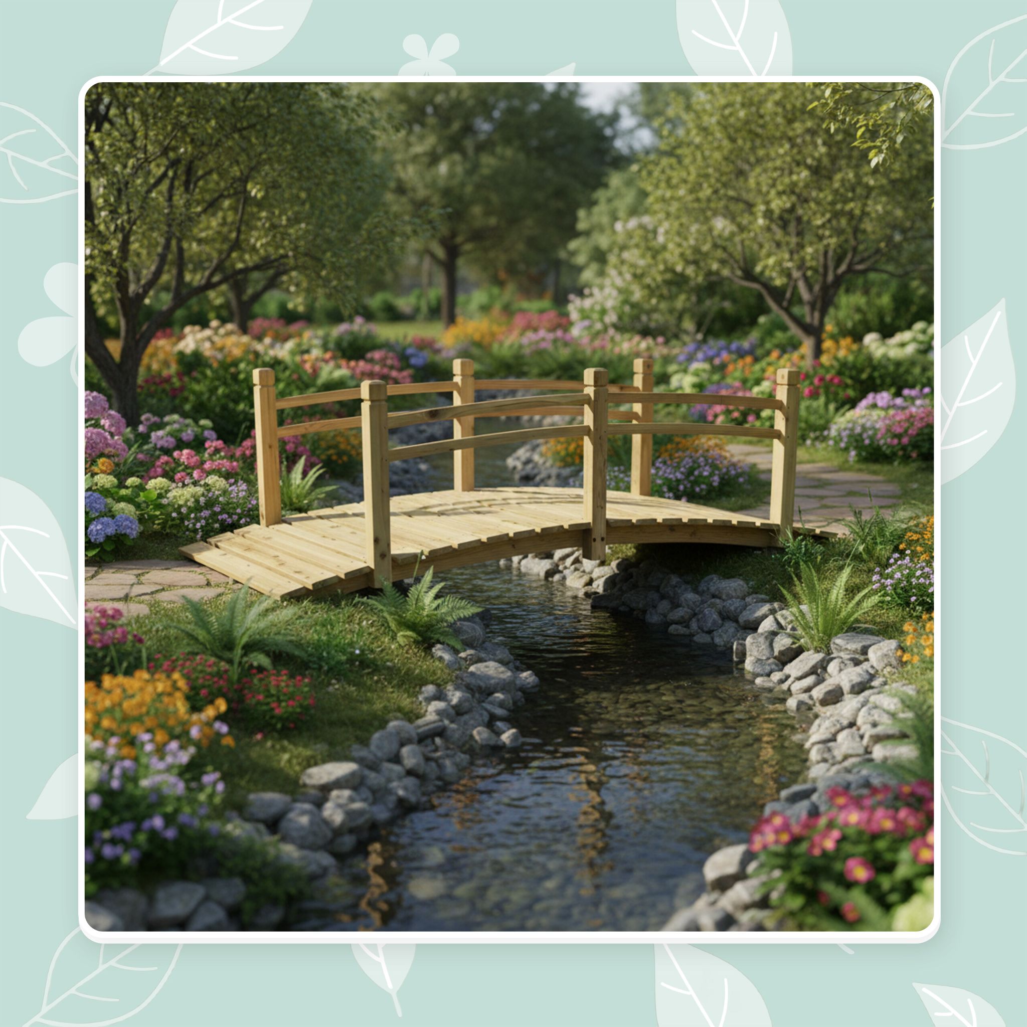 Garten Brücke Tannenholz Hellbraun von Relaxdays