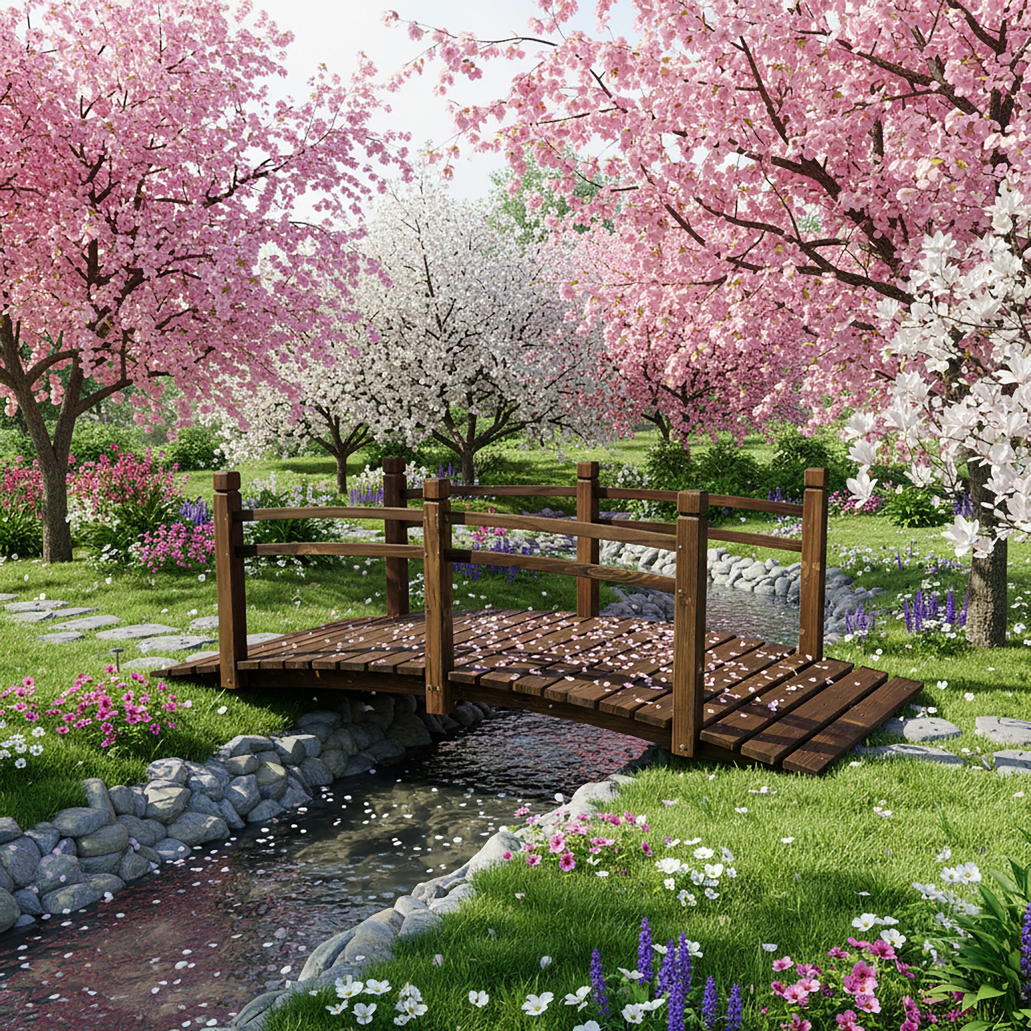 Garten Brücke Tannenholz Braun von Relaxdays