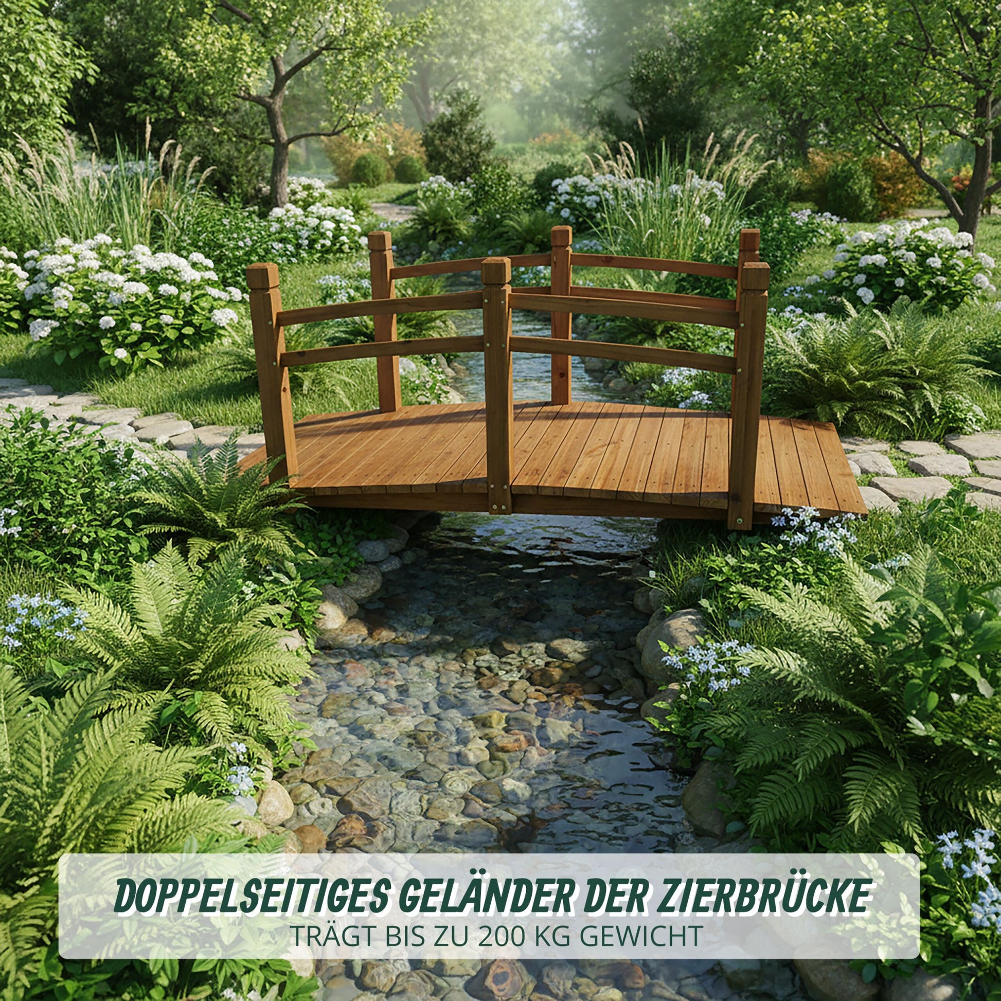Garten Brücke Tannenholz 200 kg Hellbraun von Relaxdays