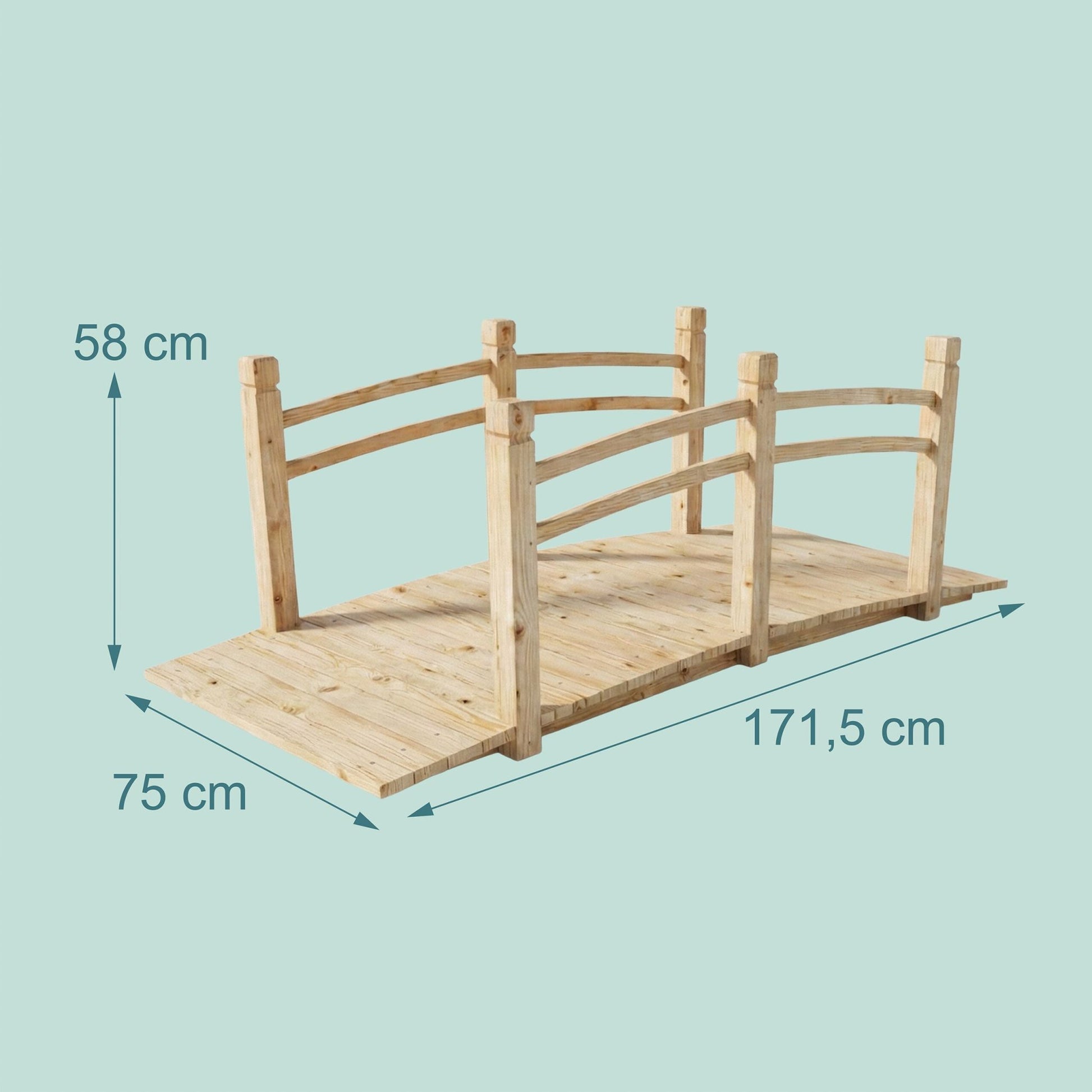 Garten Brücke Tannenholz 200 kg Hellbraun von Relaxdays