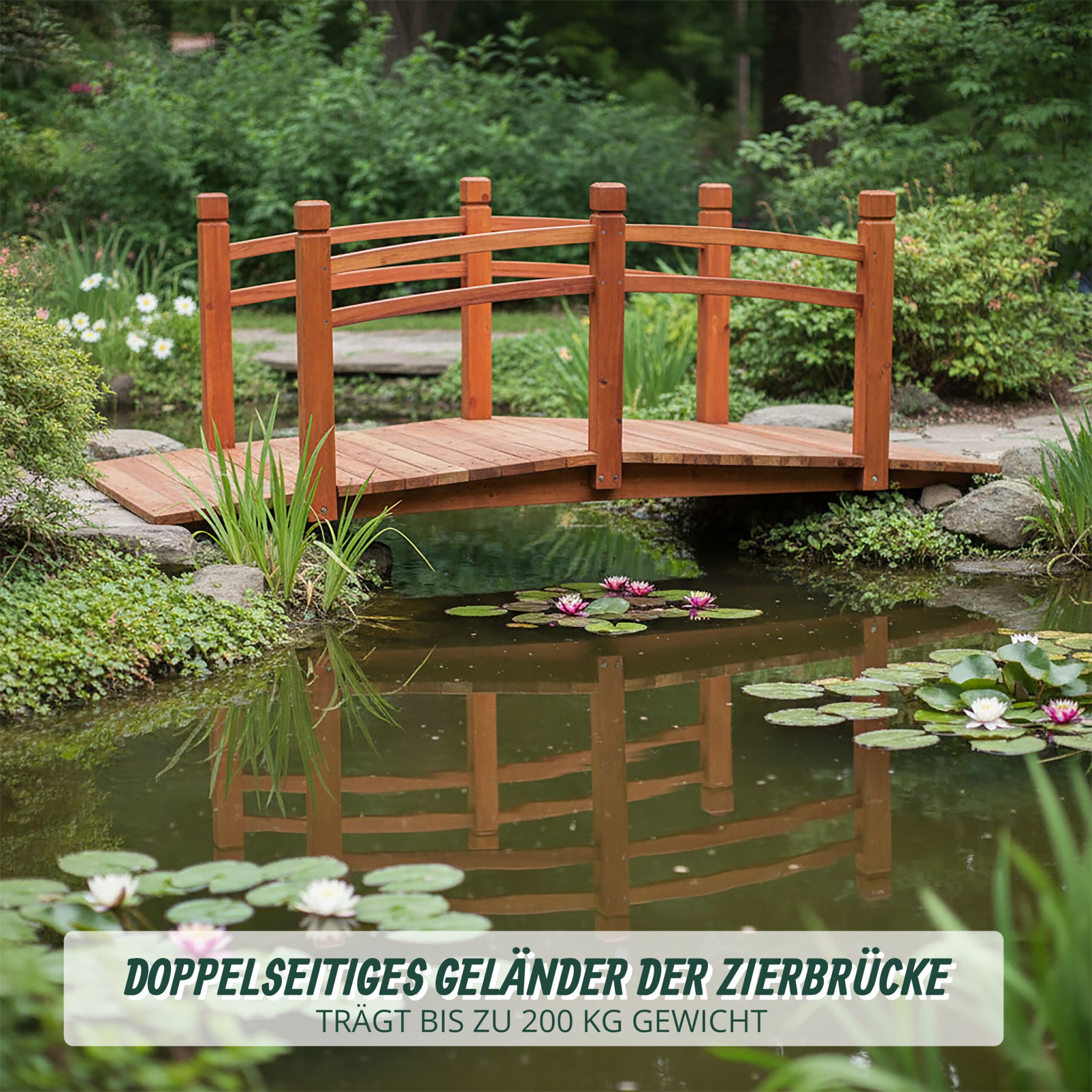 Garten Brücke Tannenholz 200 kg Orange von Relaxdays