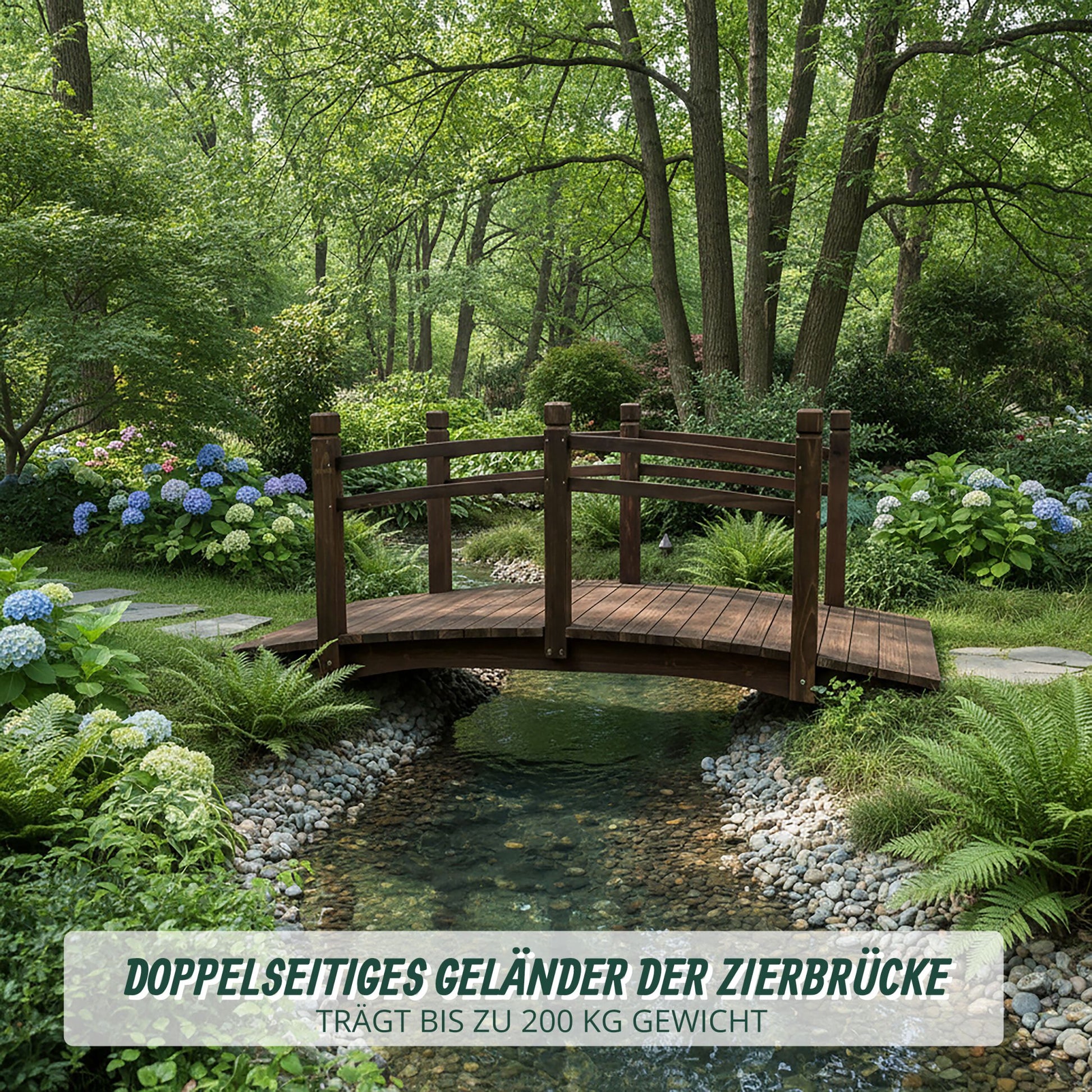 Garten Brücke Tannenholz 200 kg Braun von Relaxdays
