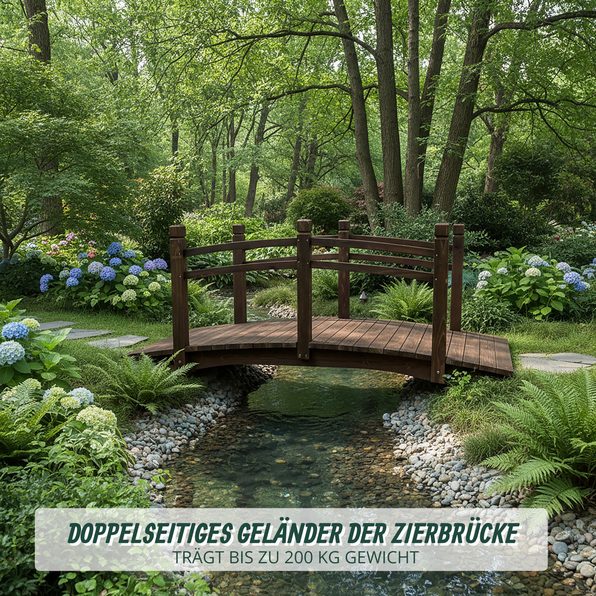 Garten Brücke Tannenholz 200 kg Braun von Relaxdays