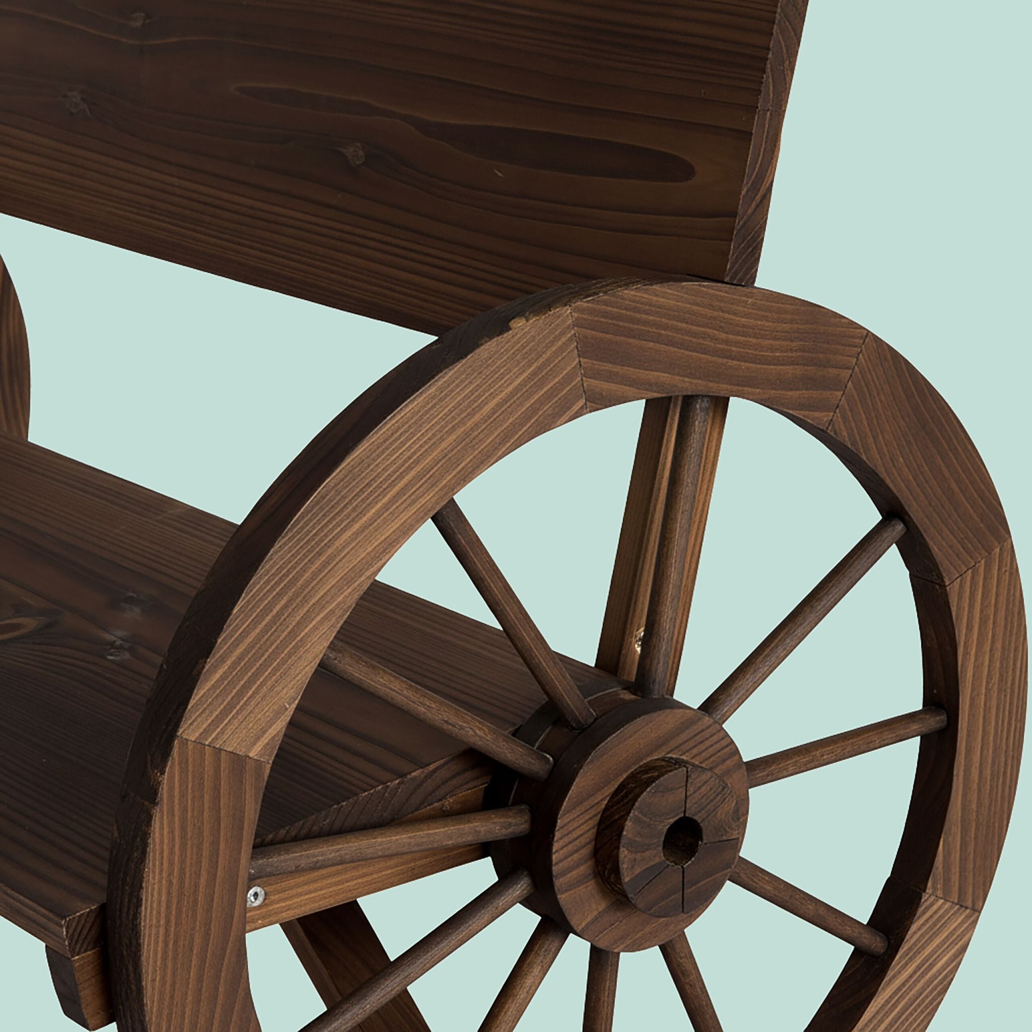Gartenbank Wagenrad 2-Sitzer Dunkelbraun von Relaxdays
