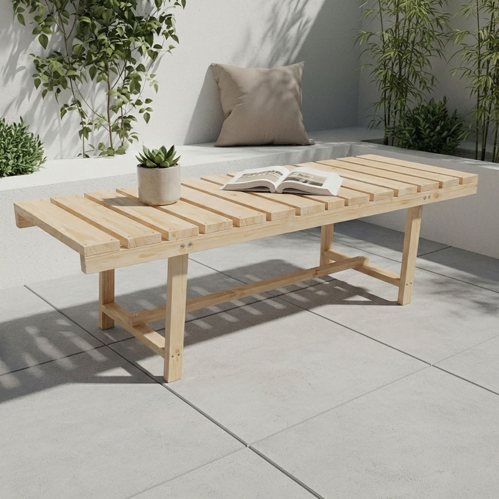 Gartenbank 2-Sitzer Tannenholz Hellbraun von Relaxdays