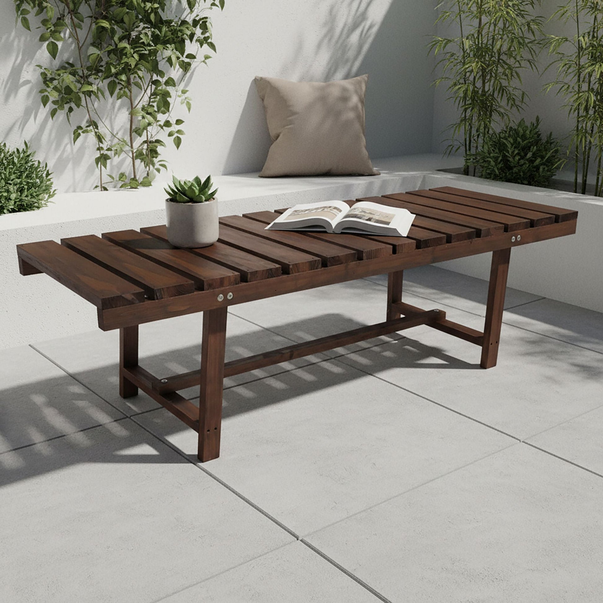 Gartenbank 2-Sitzer Tannenholz Braun von Relaxdays