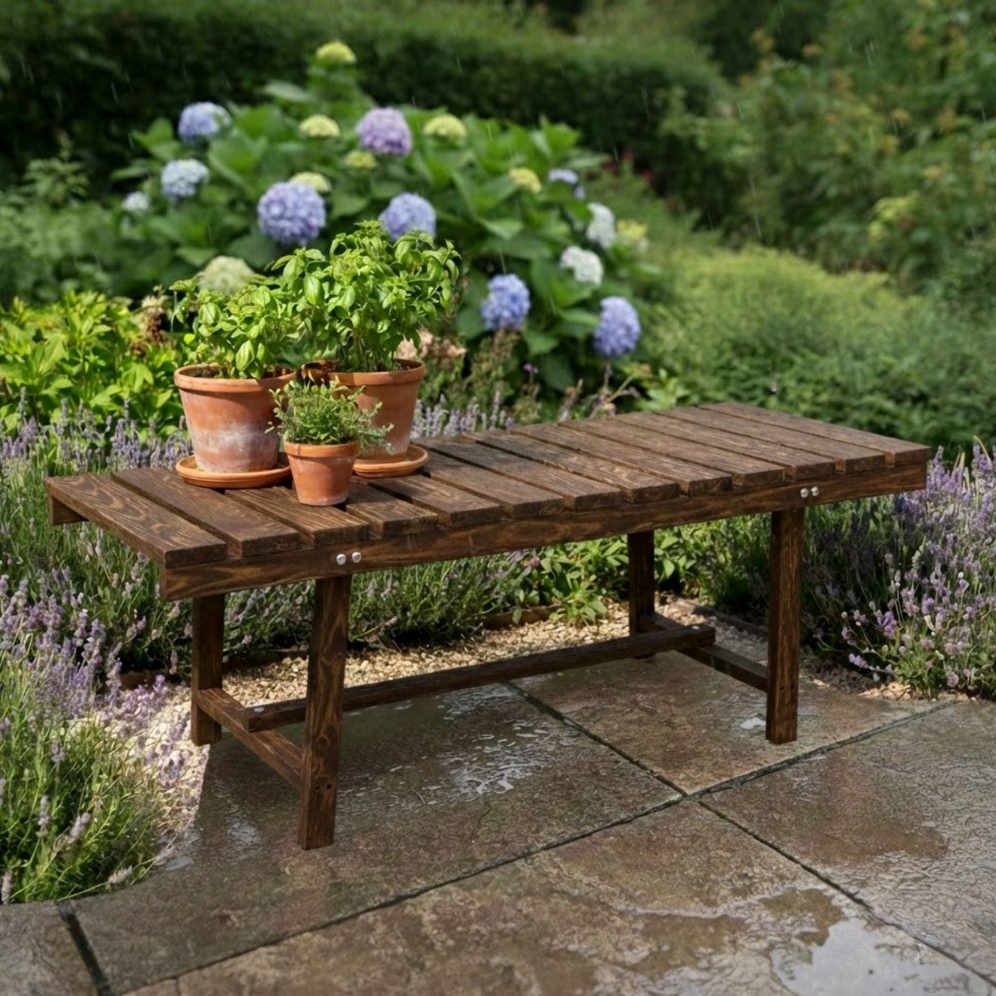 Gartenbank 2-Sitzer Tannenholz Dunkelbraun von Relaxdays