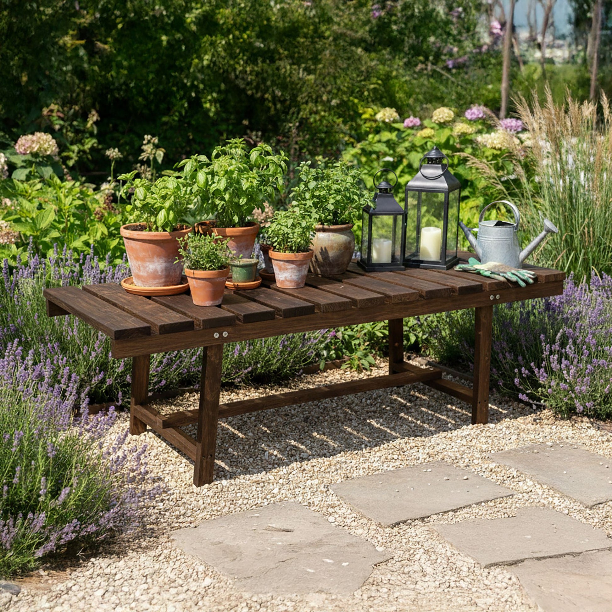Gartenbank 2-Sitzer Tannenholz Dunkelbraun von Relaxdays