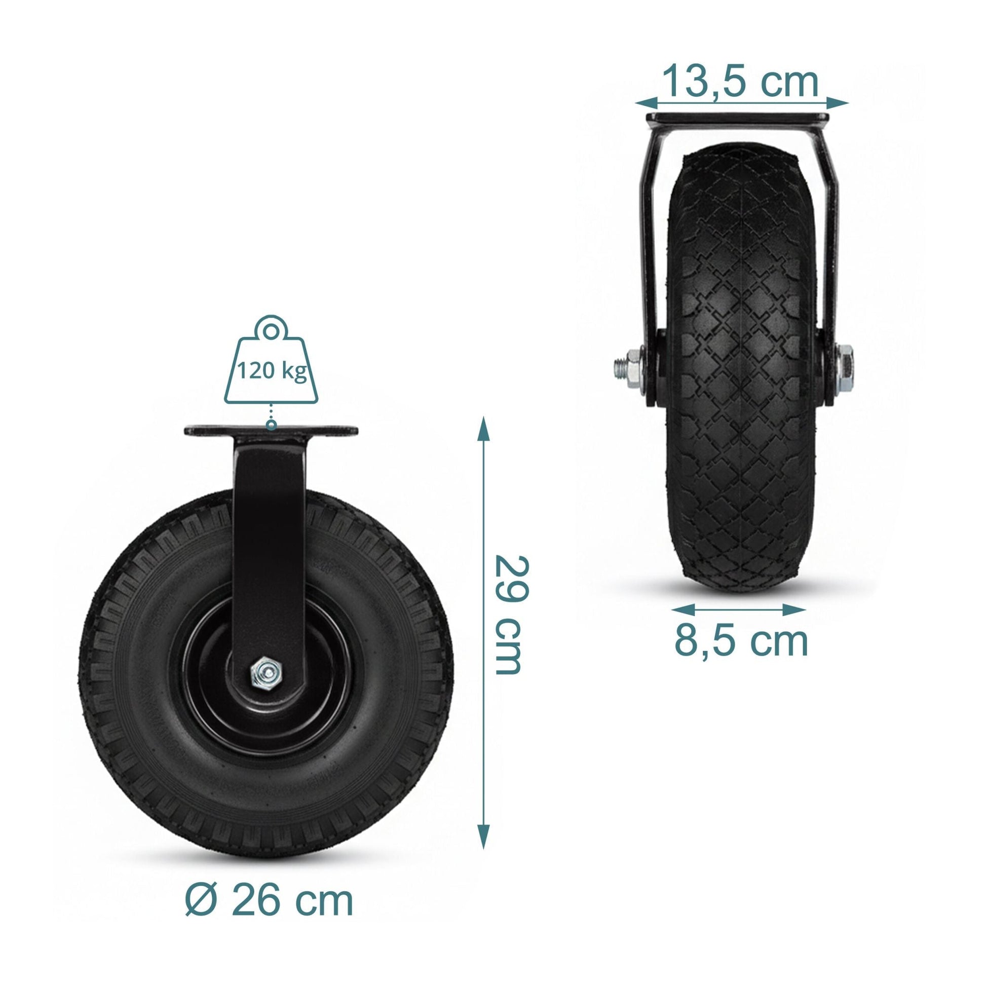 Bockrolle 3.00-4 2er-Set Schwarz von Relaxdays