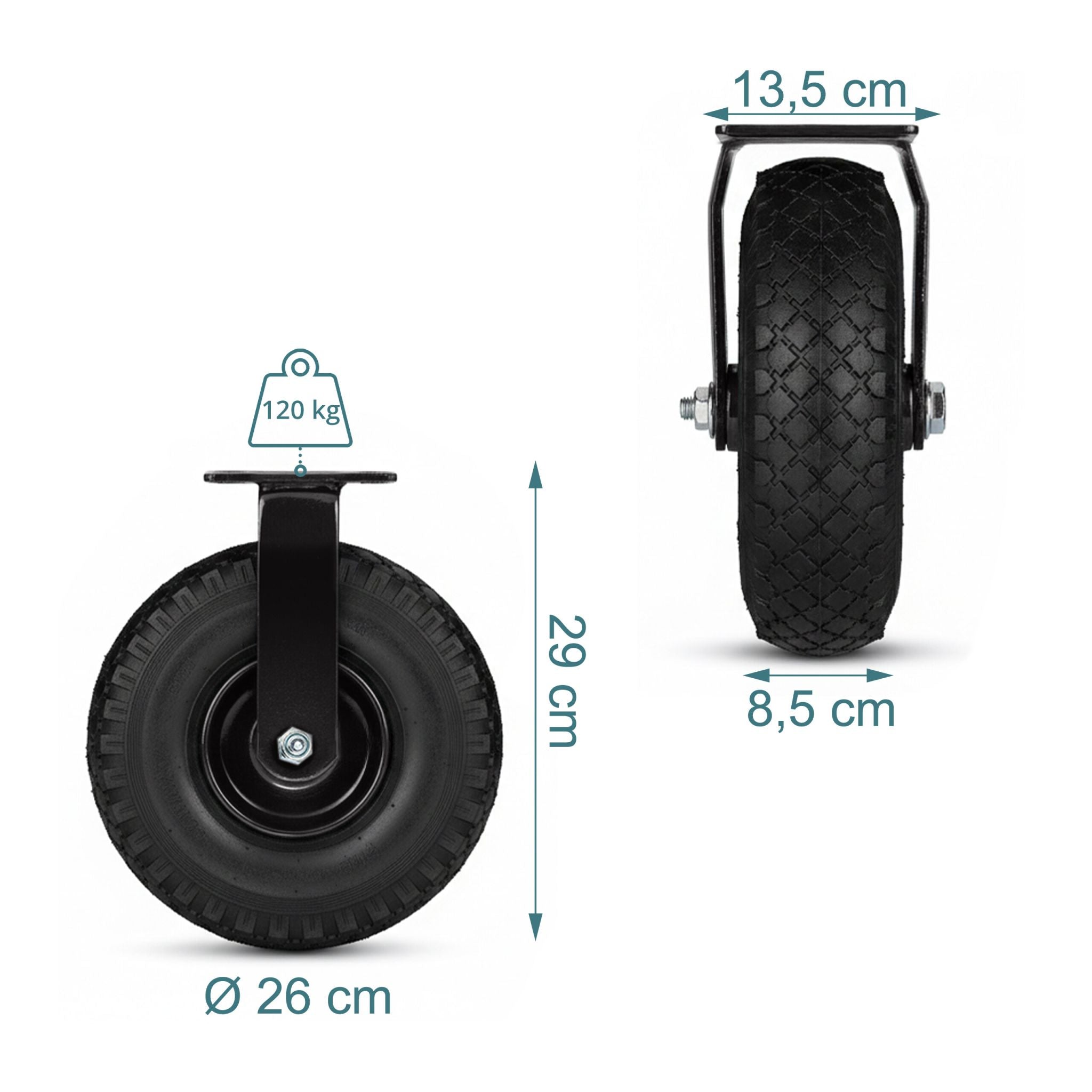 Bockrolle 3.00-4 2er-Set Schwarz von Relaxdays