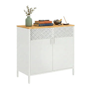 Metallschrank mit 2 Türen Weiss-Hellbraun von Relaxdays