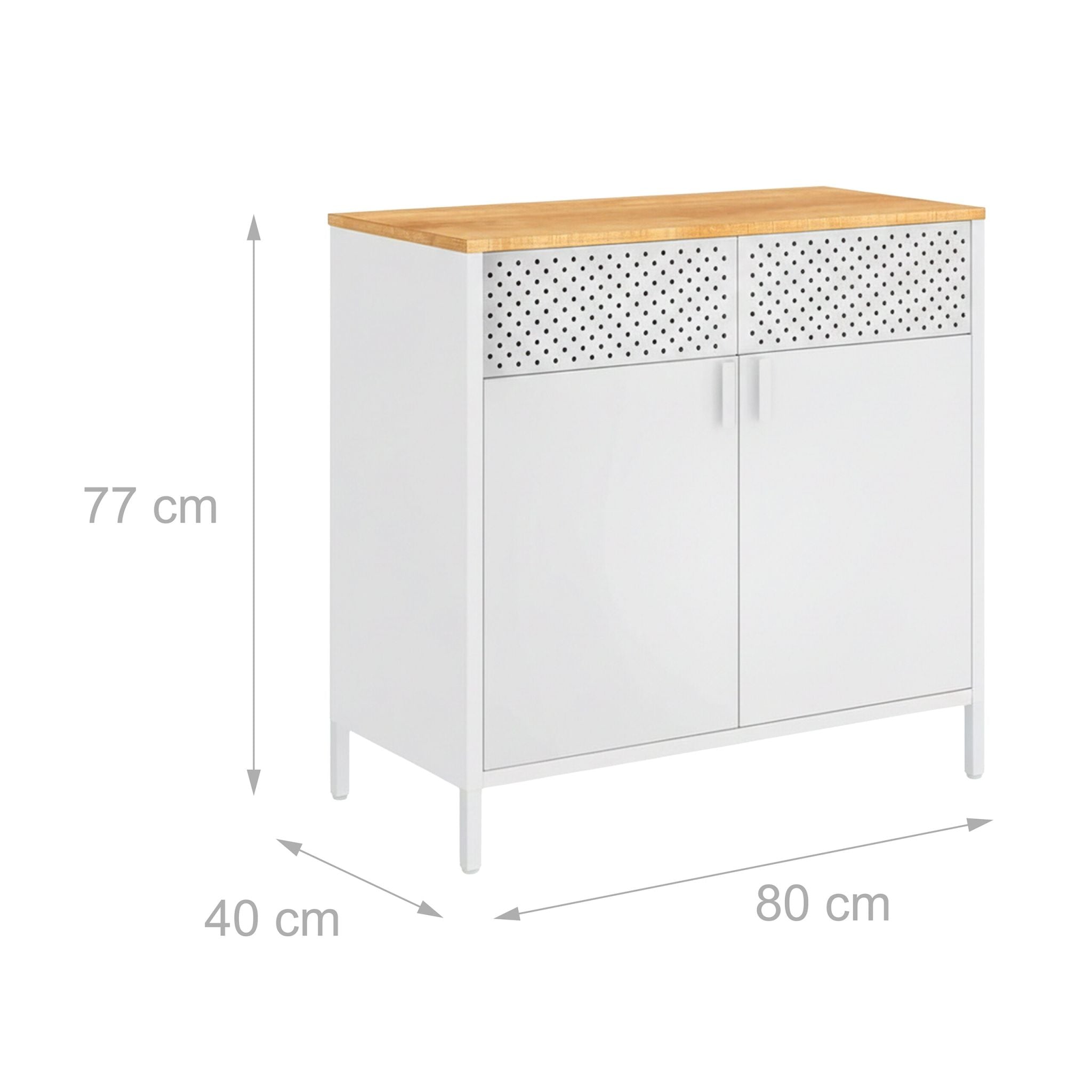 Metallschrank mit 2 Türen Weiss-Hellbraun von Relaxdays