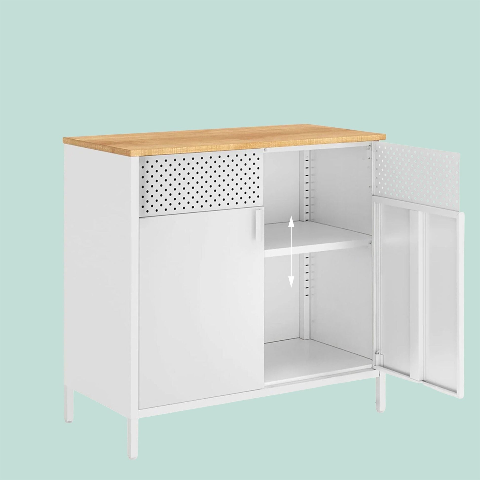 Metallschrank mit 2 Türen Weiss-Hellbraun von Relaxdays