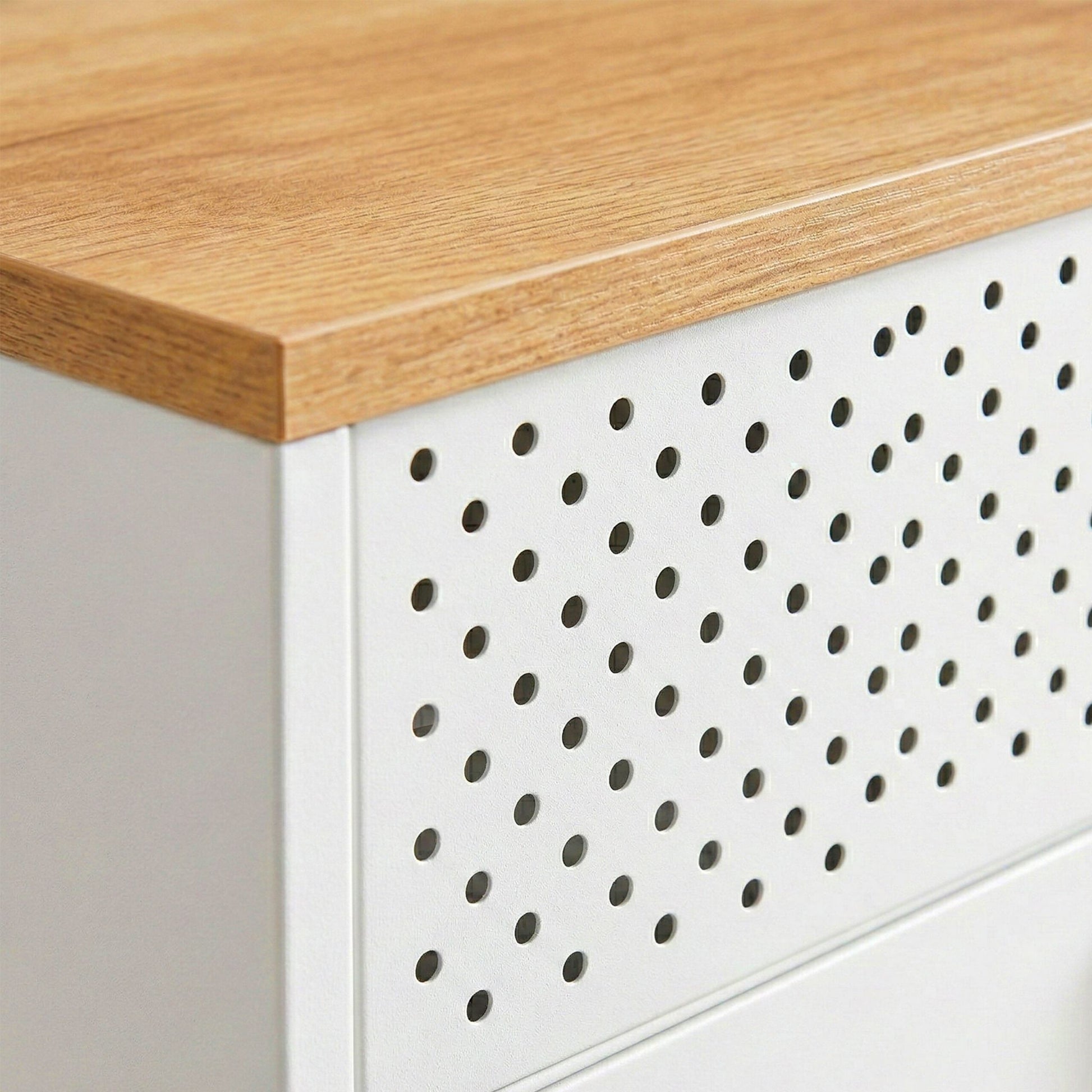 Metallschrank mit 2 Türen Weiss-Hellbraun von Relaxdays