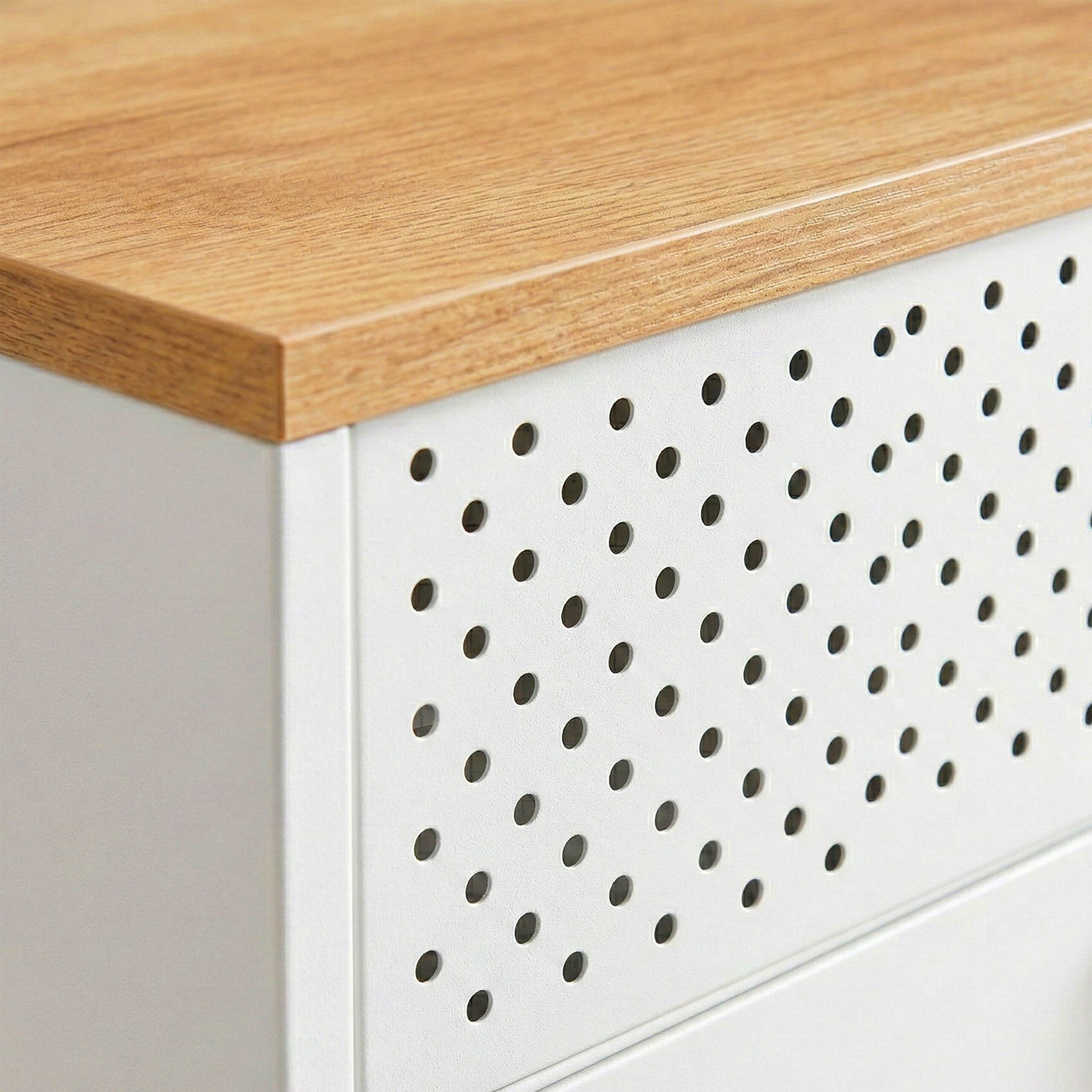 Metallschrank mit 2 Türen Weiss-Hellbraun von Relaxdays