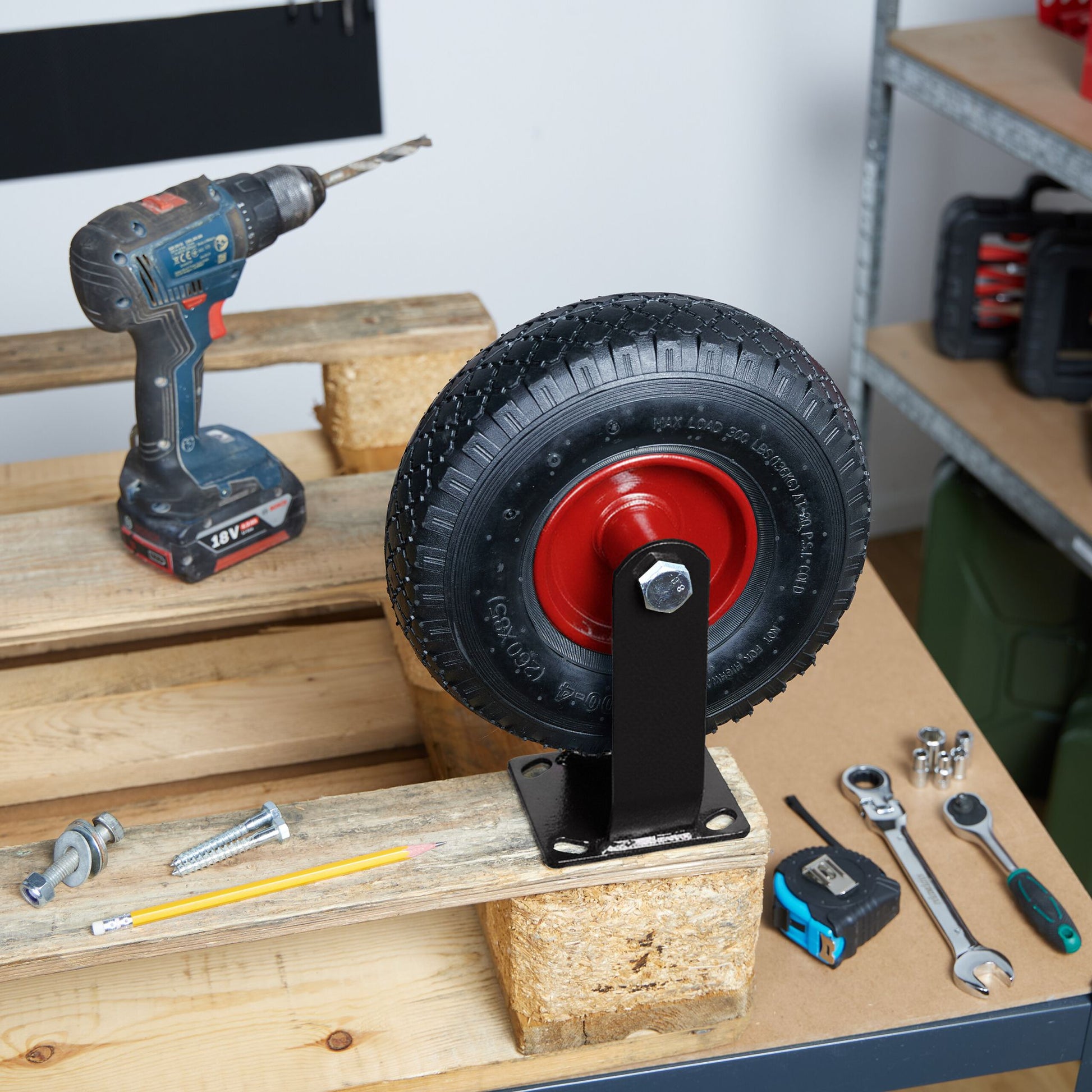 Bockrolle 3.00-4 Rot-Schwarz von Relaxdays