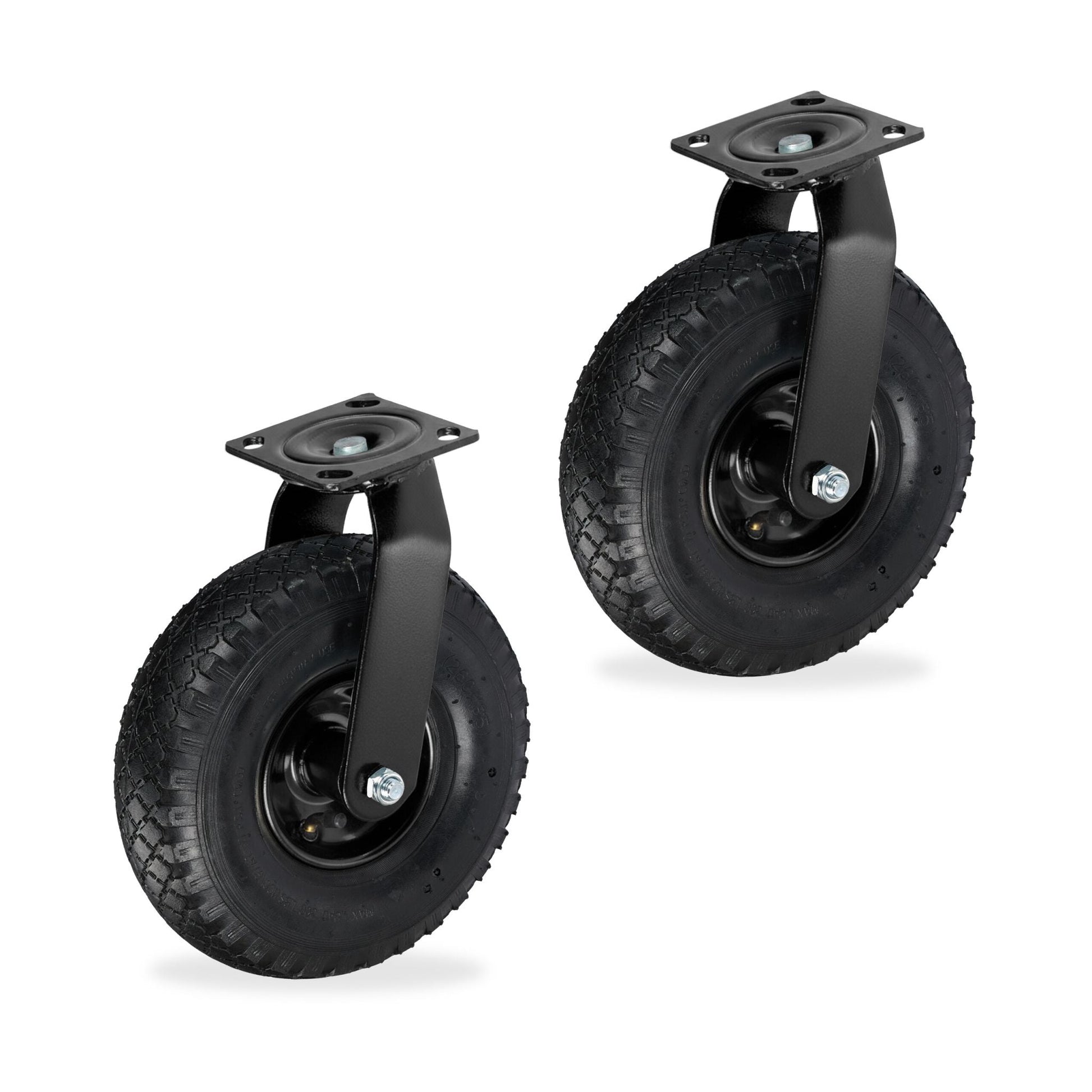 Lenkrolle luftbereift 3.00-4 2er-Set Schwarz von Relaxdays