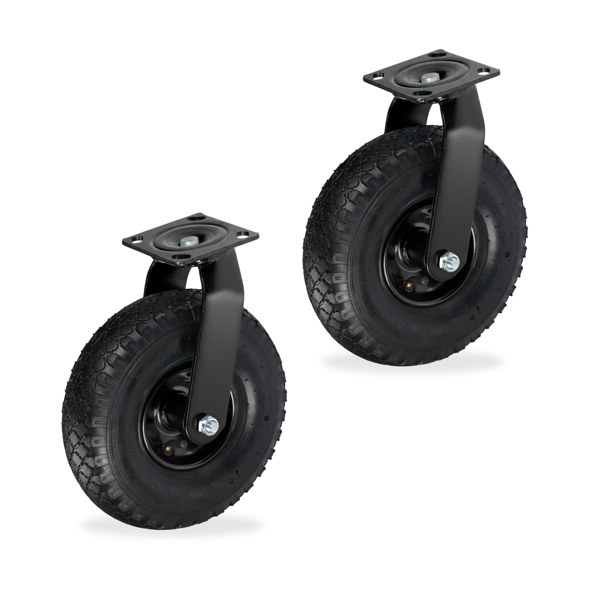 Lenkrolle luftbereift 3.00-4 2er-Set Schwarz von Relaxdays