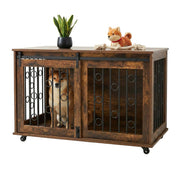 Hundekäfig Möbel mit 2 Türen & Rollen Braun-Schwarz von Relaxdays