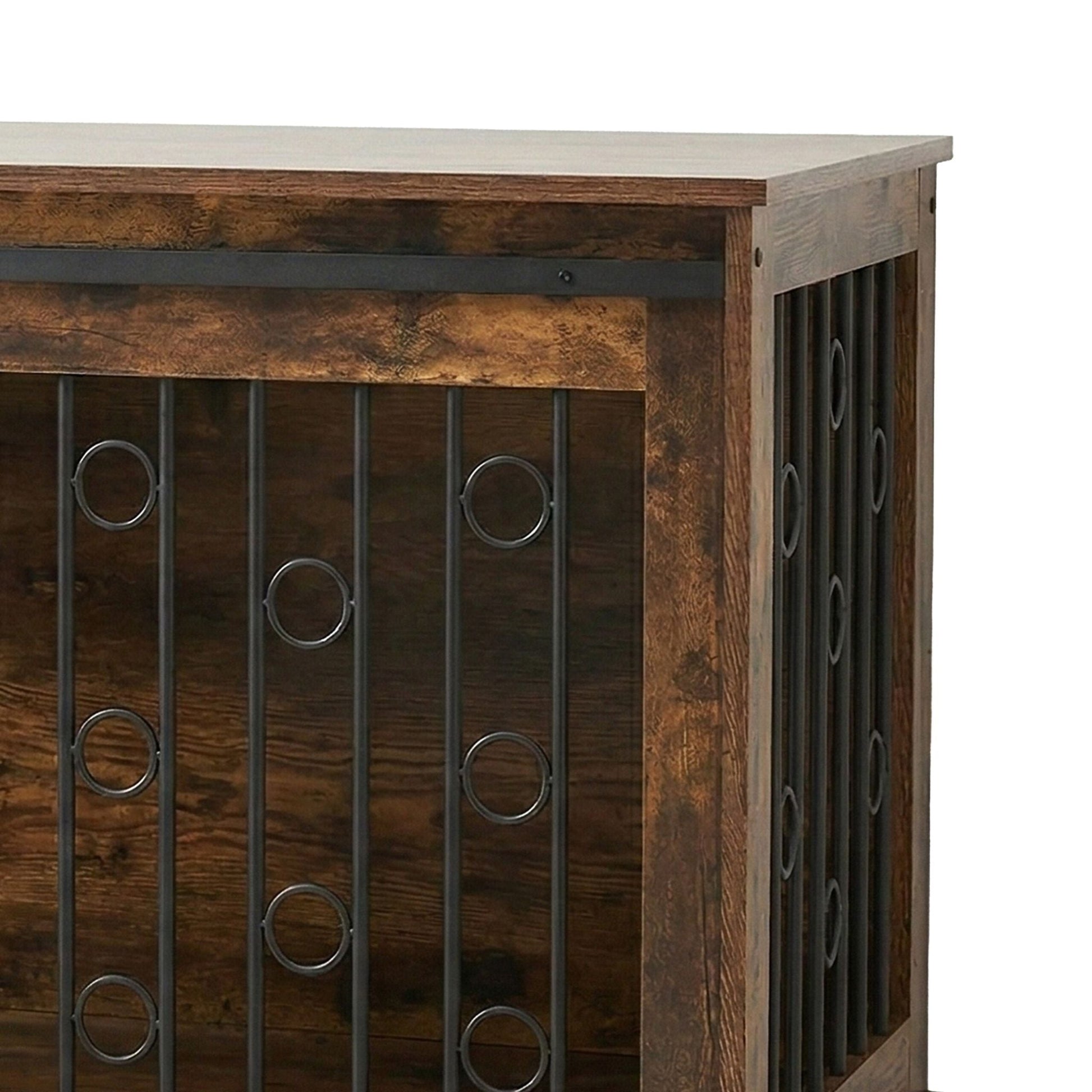 Hundekäfig Möbel mit 2 Türen & Rollen Braun-Schwarz von Relaxdays