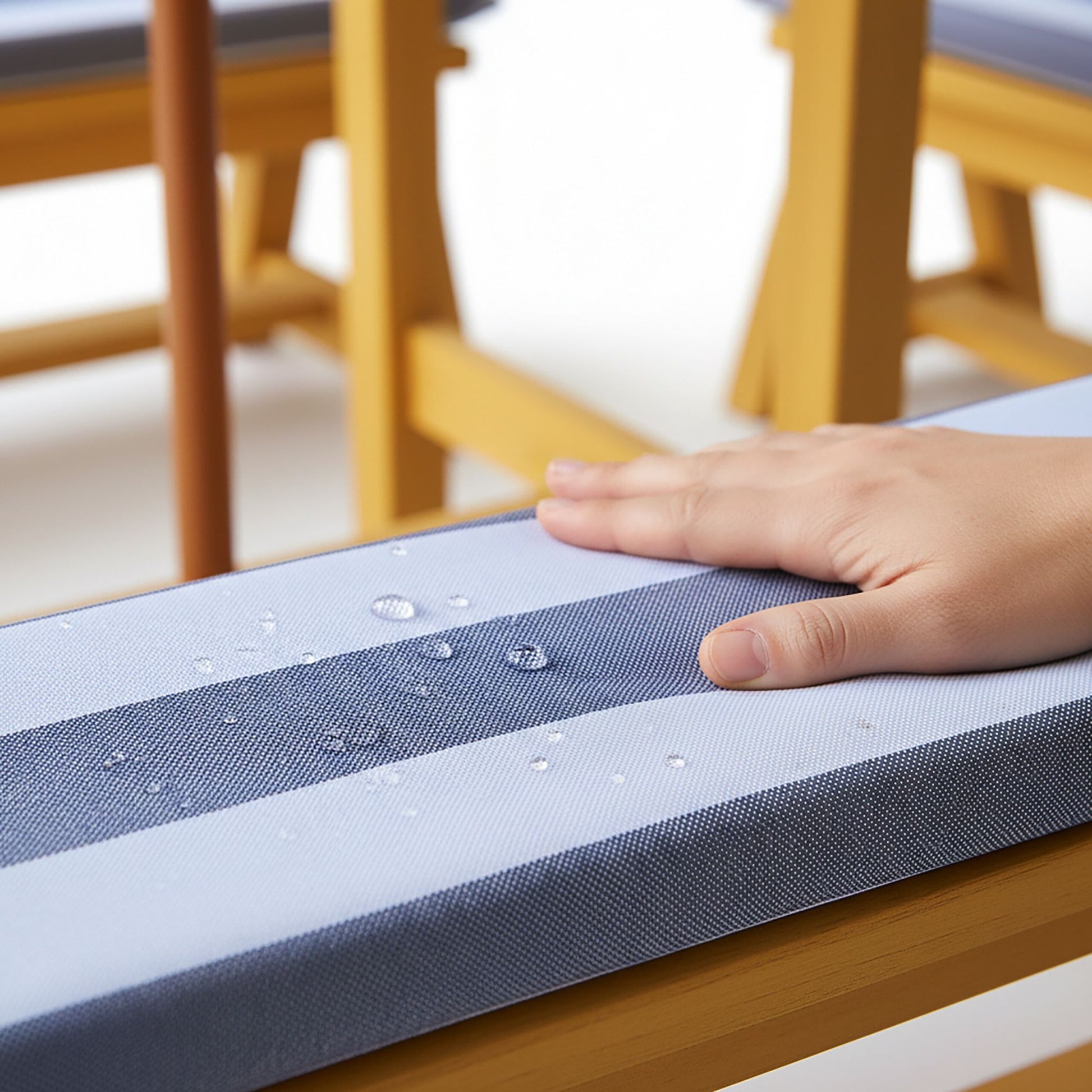 Kindersitzgruppe mit Schirm & Auflagen Weiss-Blau-Hellbraun von Relaxdays