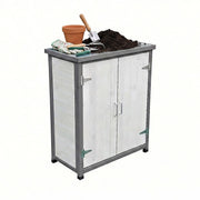 Pflanztisch mit Unterschrank Weiss-Silber-Grau von Relaxdays