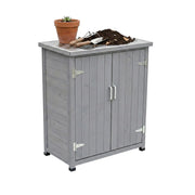 Pflanztisch mit Unterschrank Schwarz-Silber-Grau von Relaxdays