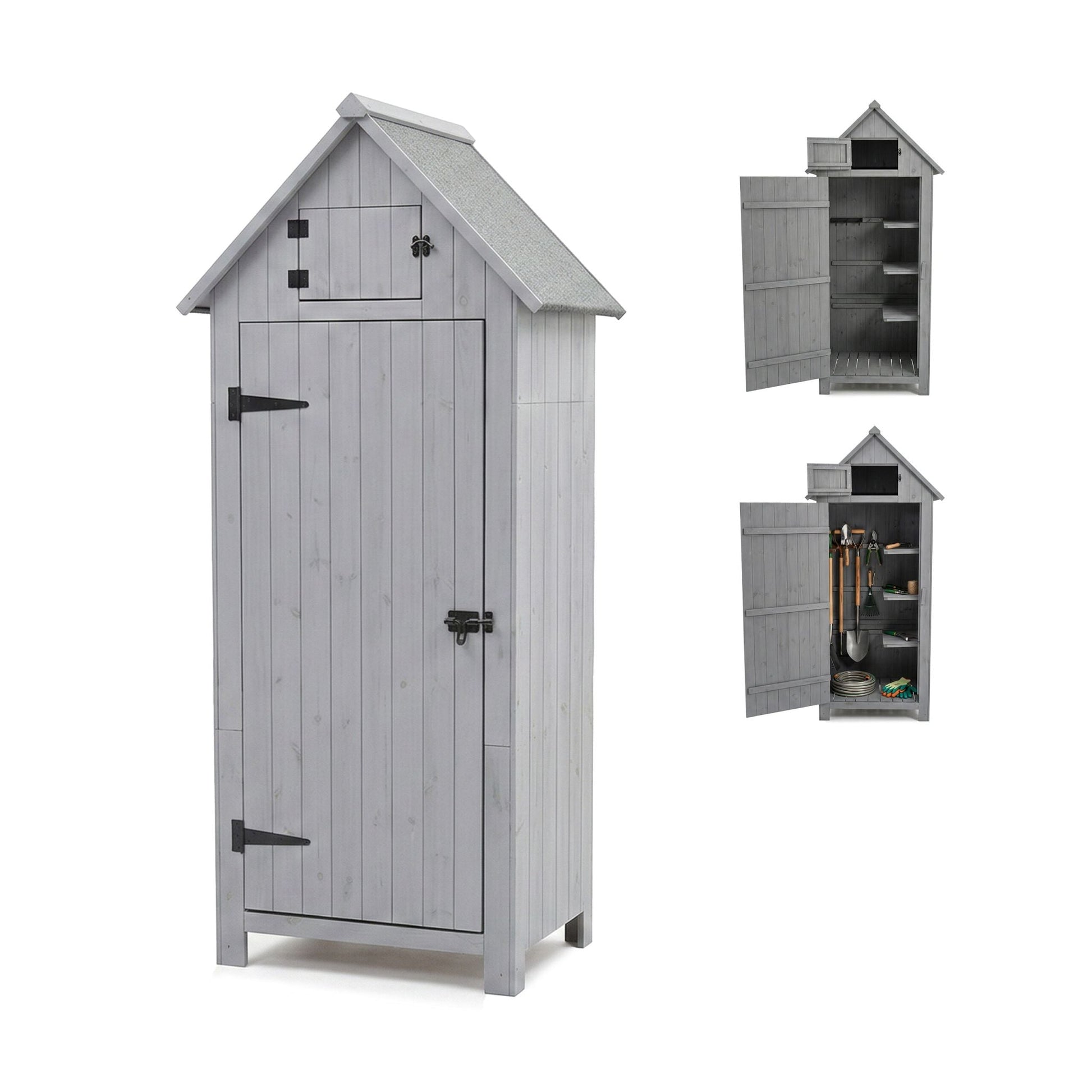 Gartenschrank Holz Grau von Relaxdays