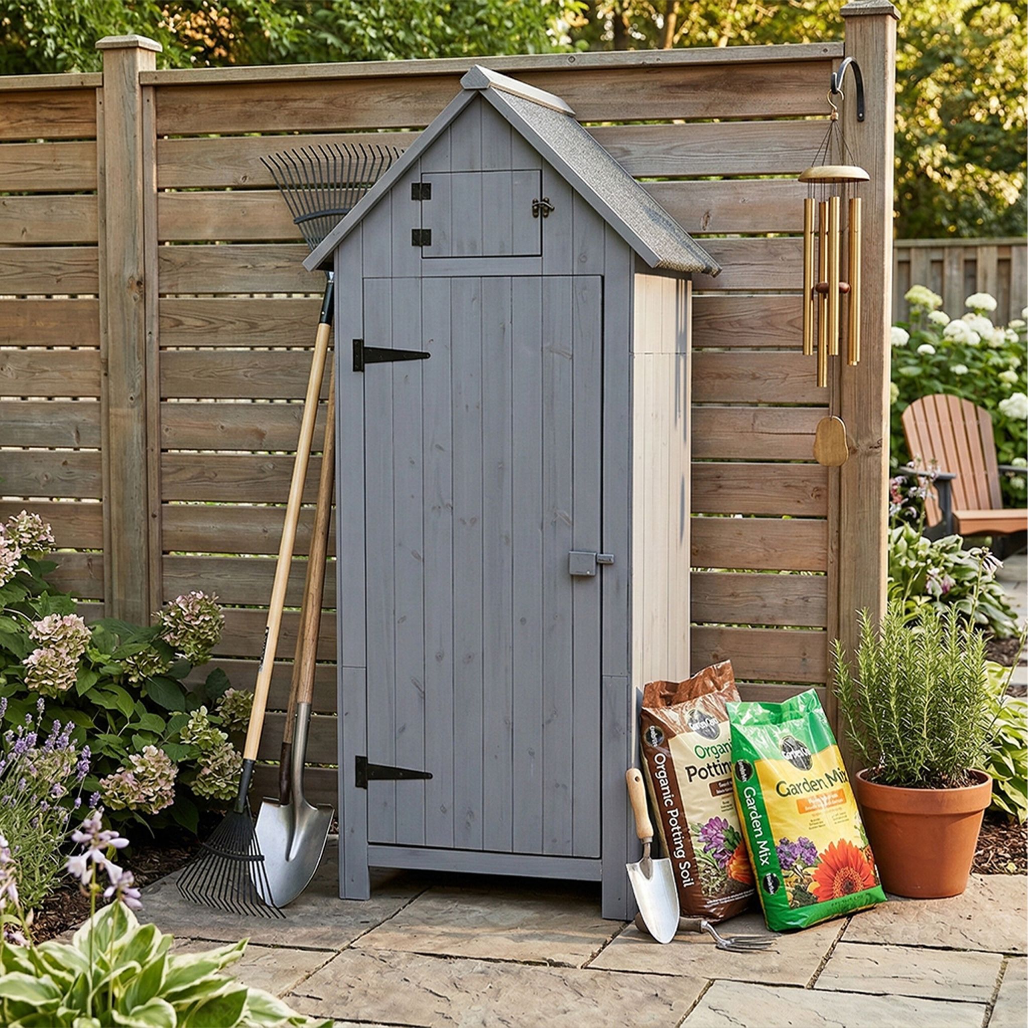 Gartenschrank Holz Grau von Relaxdays