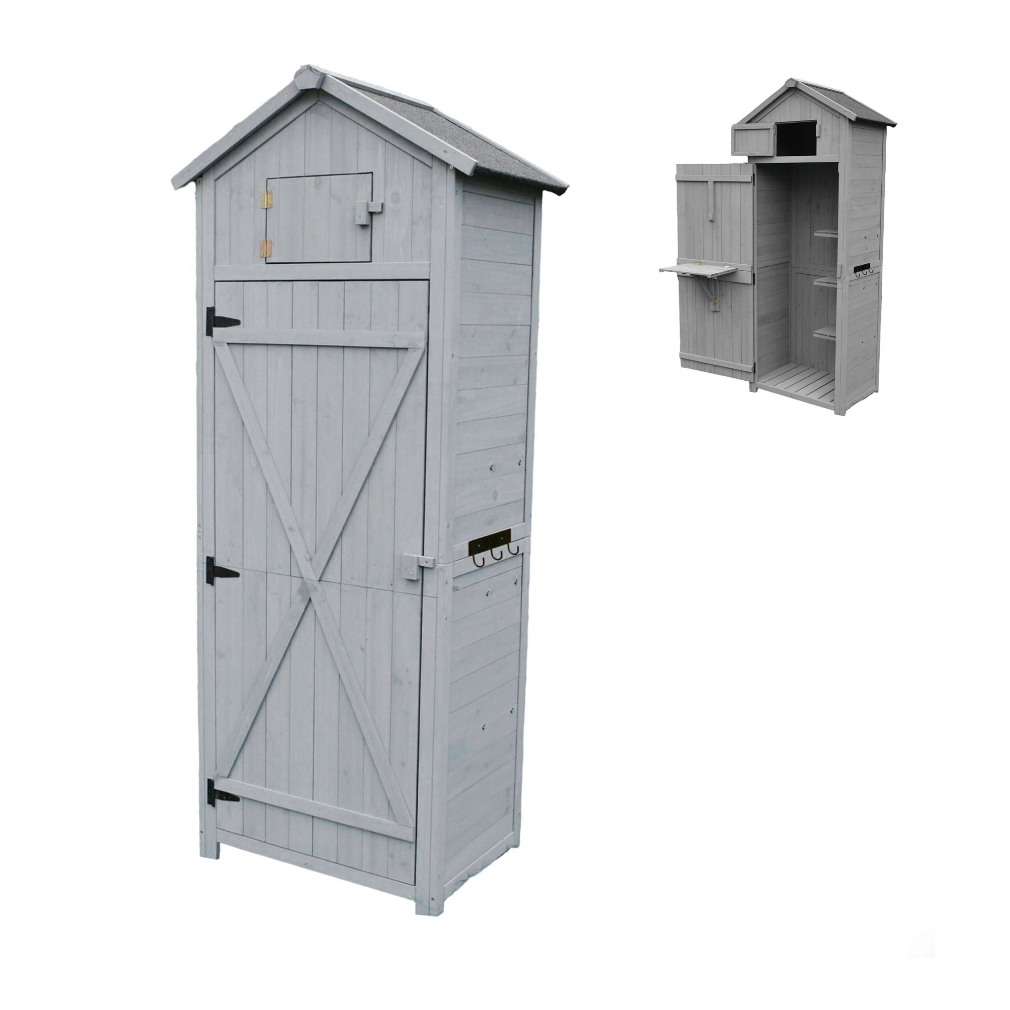 Gartenschrank Holz Grau von Relaxdays