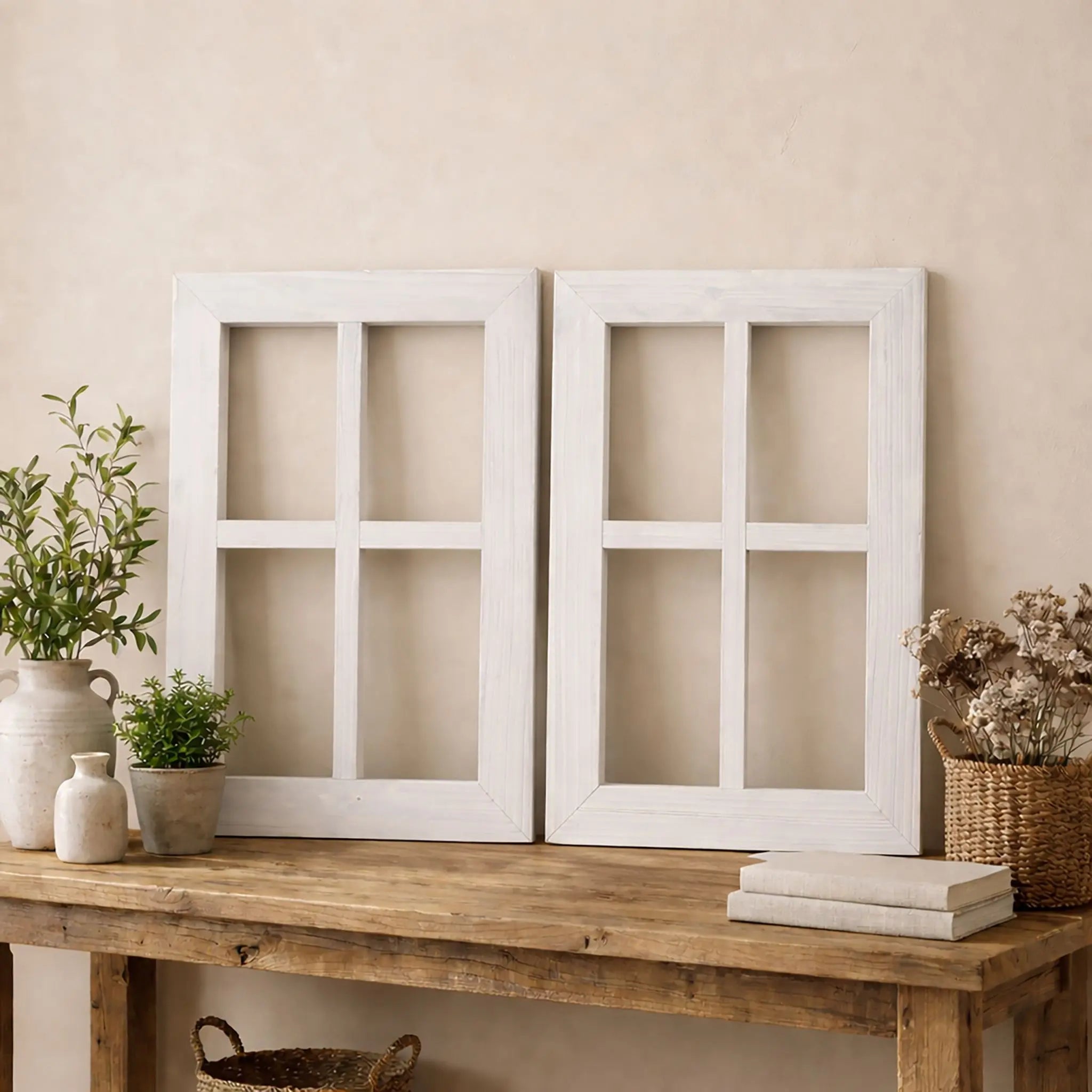 Dekofenster Holz 2er-Set Weiss von Relaxdays