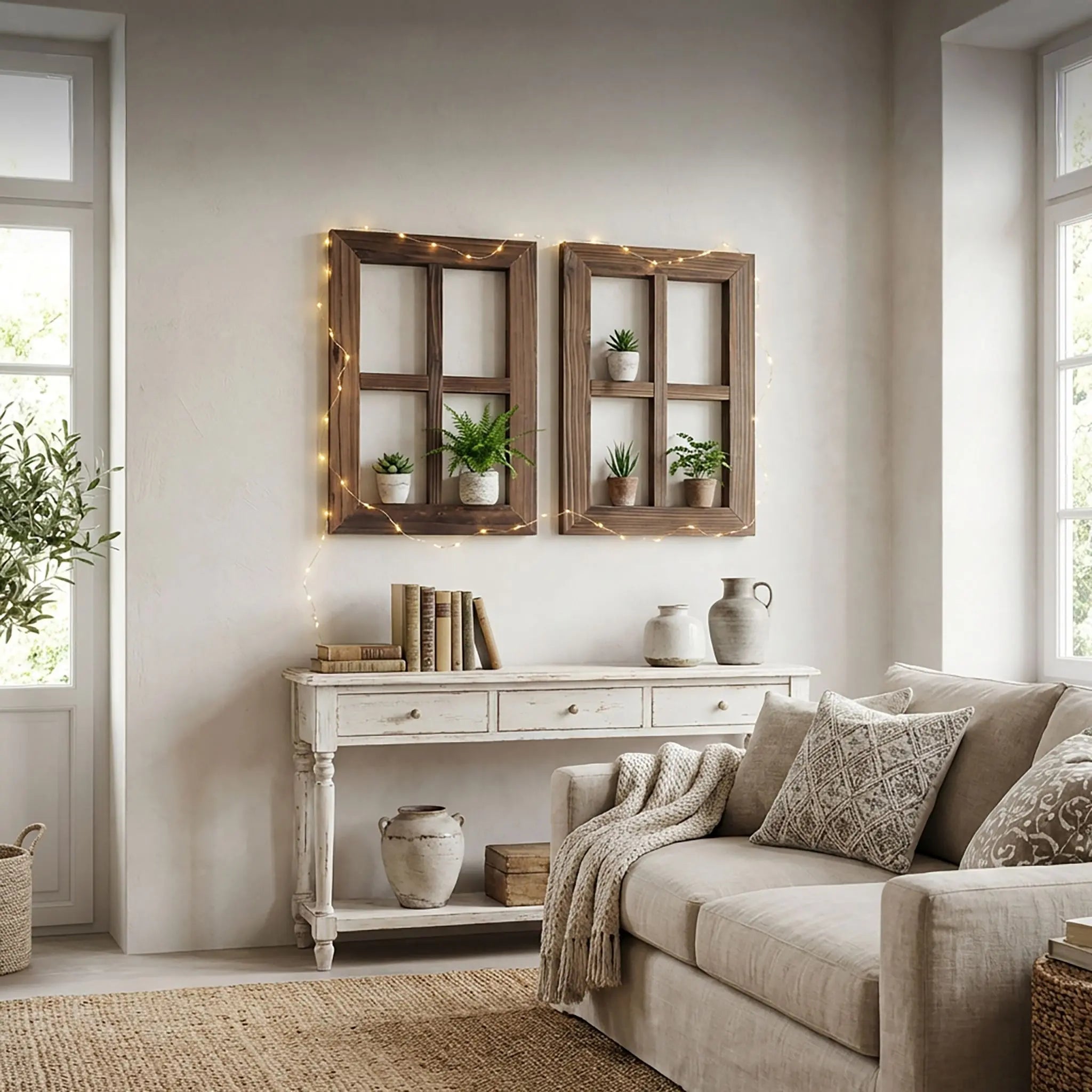 Dekofenster Holz 2er-Set Braun von Relaxdays