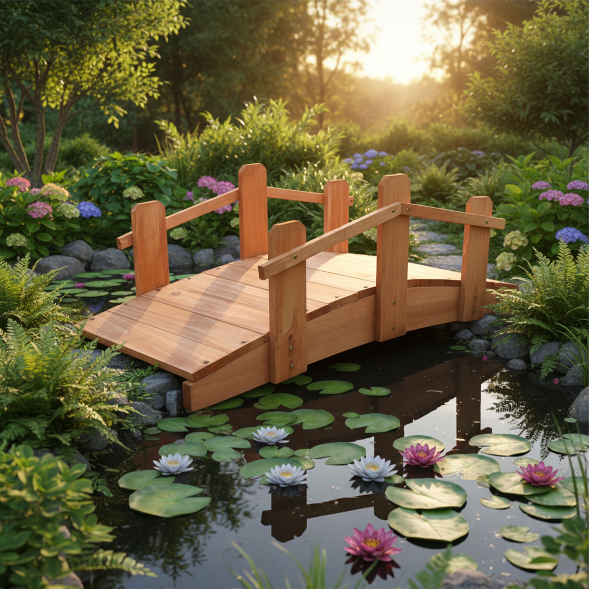 Gartenbrücke Tannenholz Orange von Relaxdays